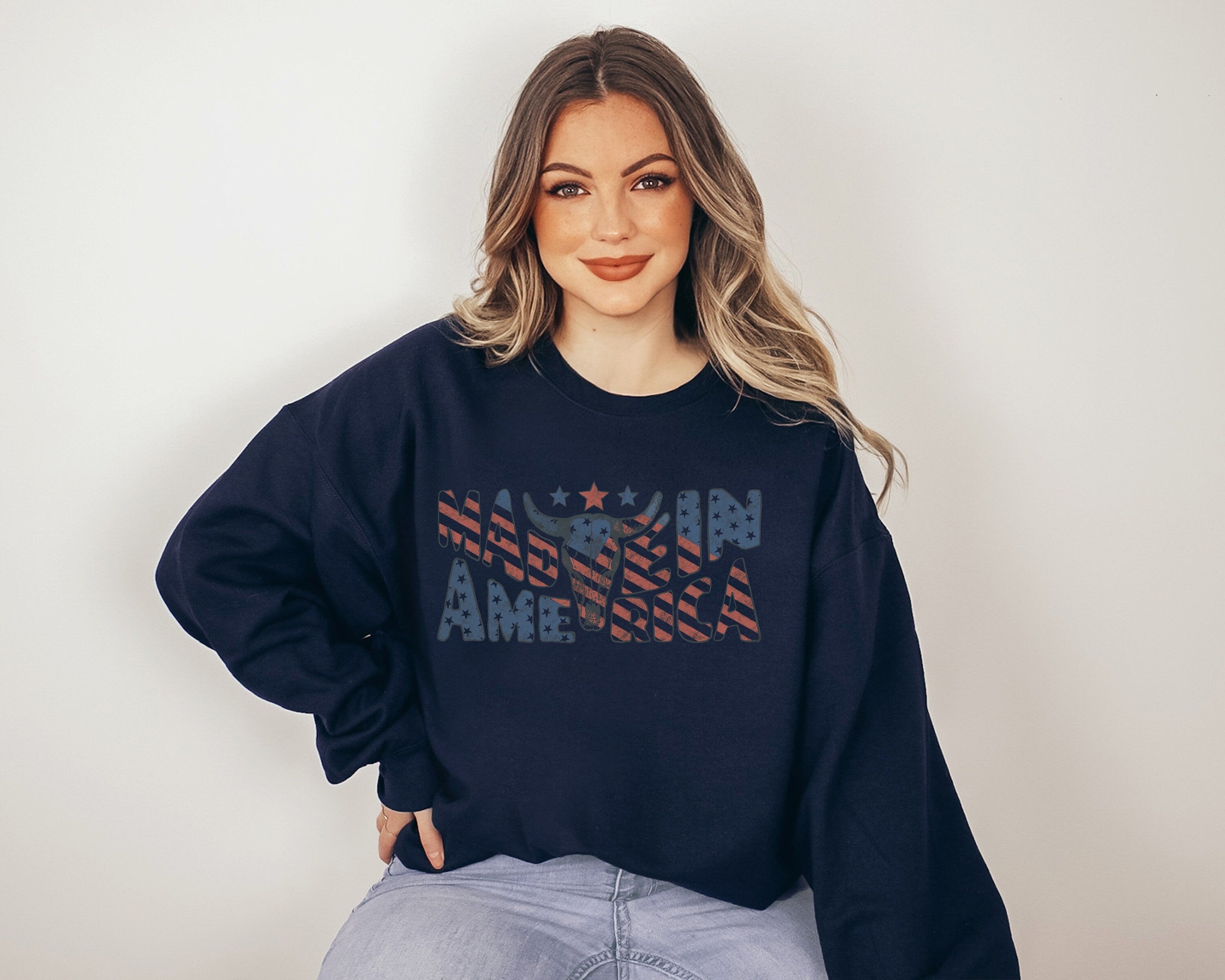 Retro Fourth of July Sweatshirt, Made in America, 4th of July Sweater, America Pullover, Womens Sweatshirt, Independence Day, Patriotic