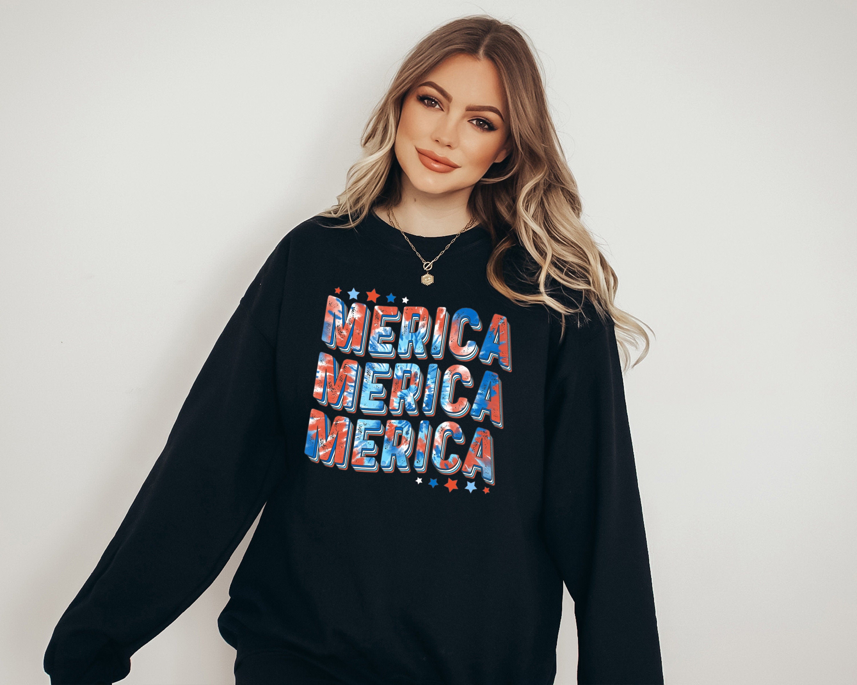 Retro Fourth of July Sweatshirt, Tie Dye Merica, USA, 4th of July Sweater, America Pullover, Womens Sweatshirt, Independence Day, Patriotic