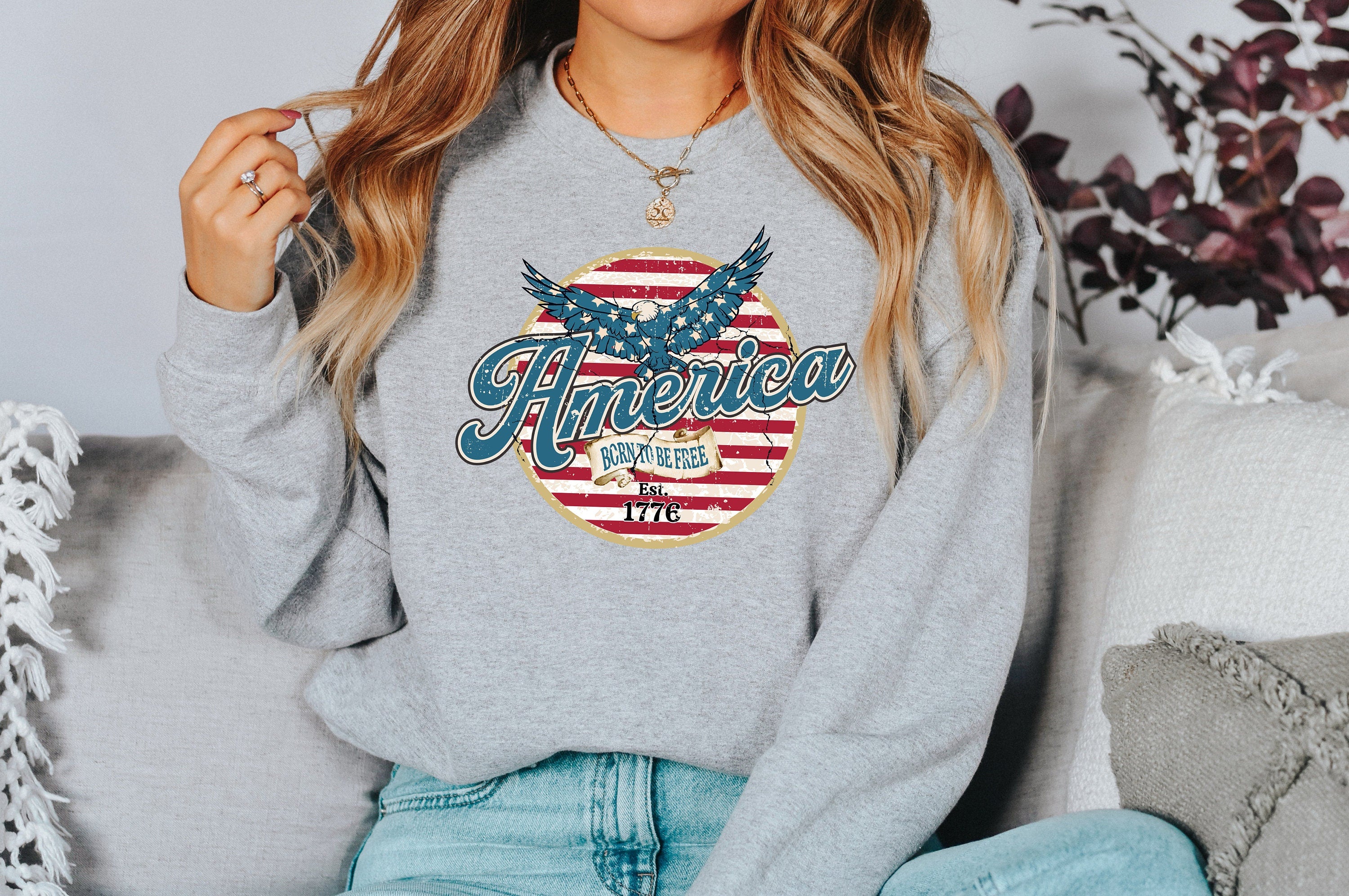 Fourth of July Sweatshirt, America, 4th of July Sweater, America Pullover, Womens Sweatshirt, Independence Day, Happy 4th of July, Patriotic