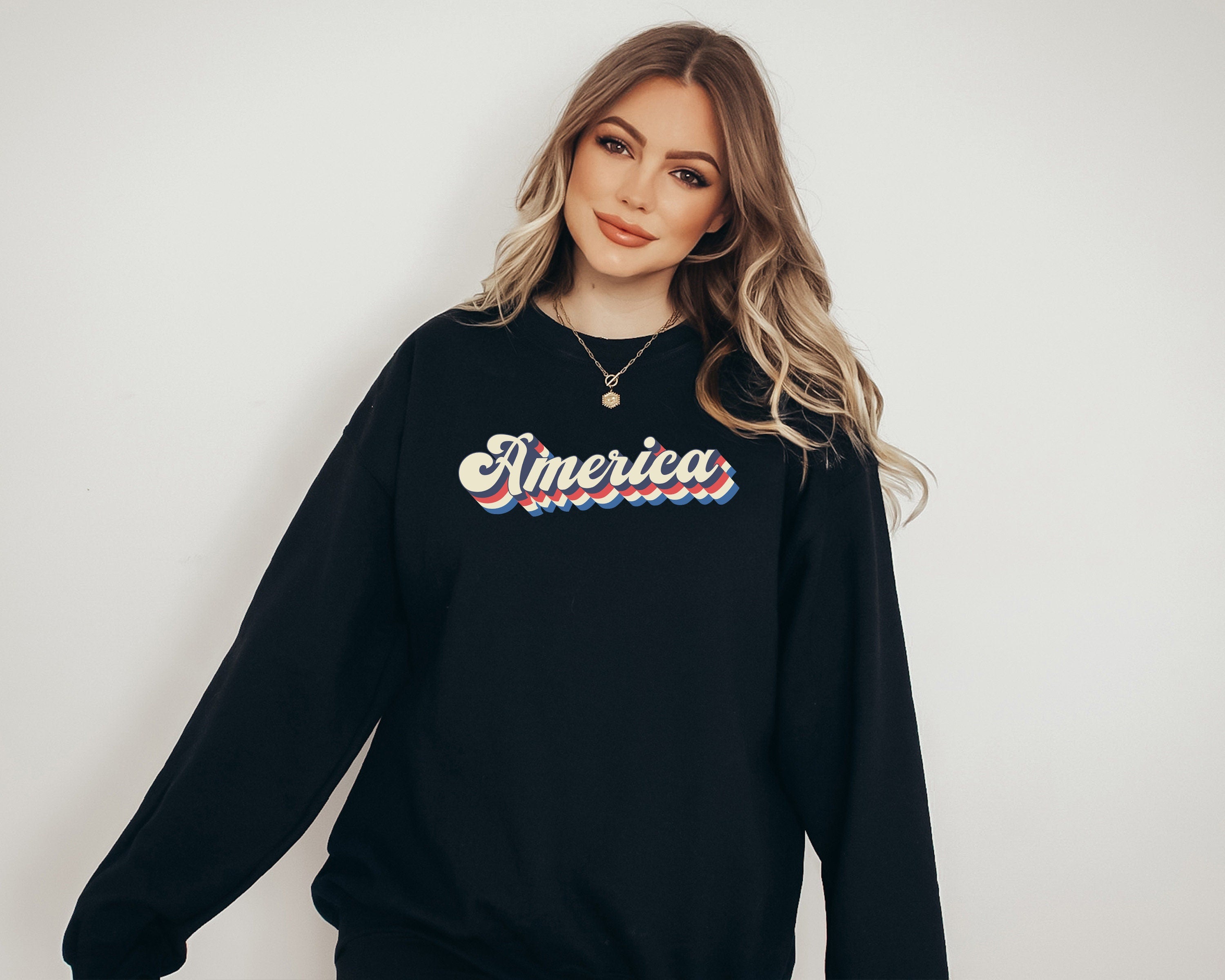 Fourth of July Sweatshirt, American Babe, 4th of July Sweater, America Pullover, Womens Sweatshirt, Independence Day, Patriotic