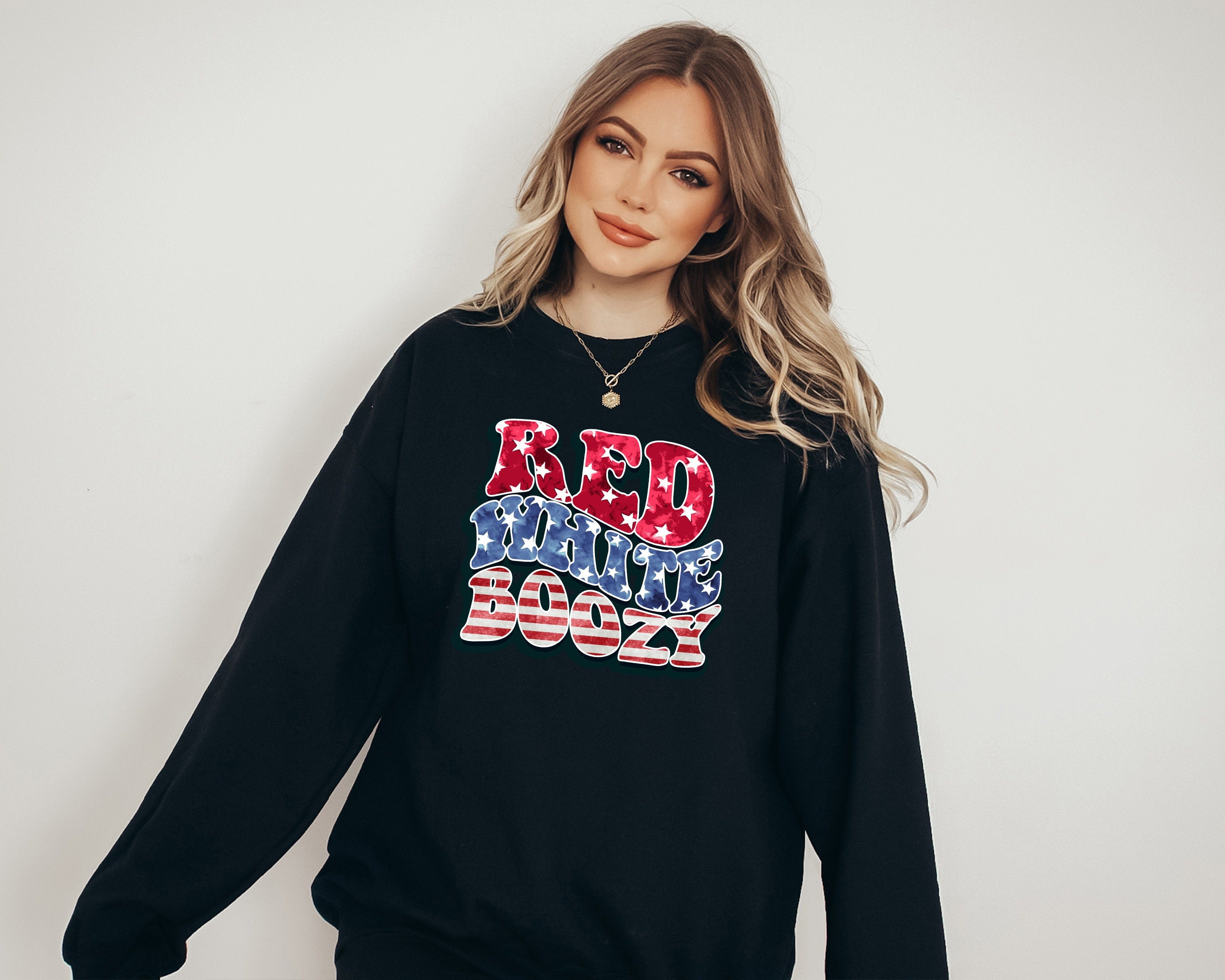 Retro Fourth of July Sweatshirt, Red White and Boozy, 4th of July Sweater, America Pullover, Womens Sweatshirt, Independence Day, Patriotic