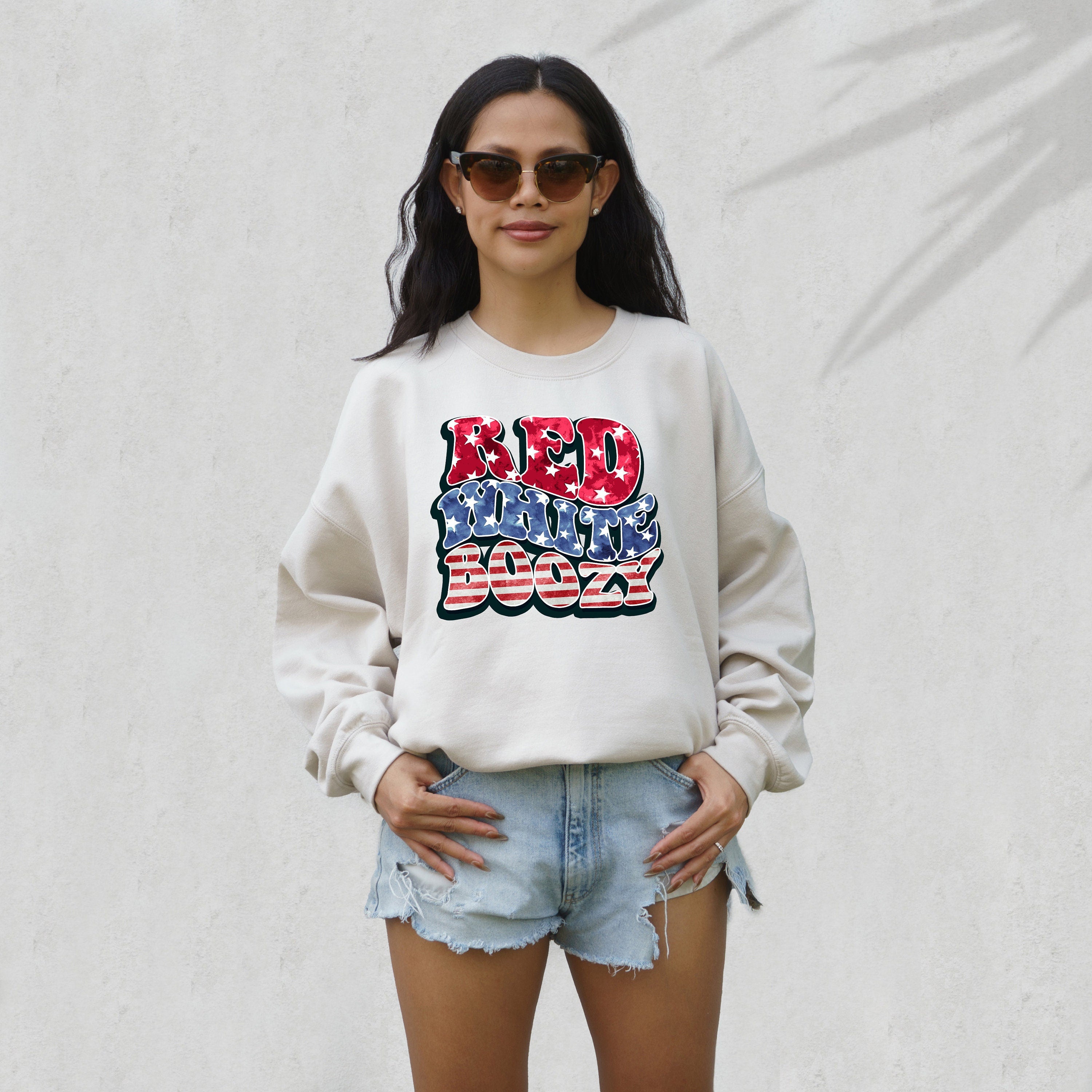 Retro Fourth of July Sweatshirt, Red White and Boozy, 4th of July Sweater, America Pullover, Womens Sweatshirt, Independence Day, Patriotic