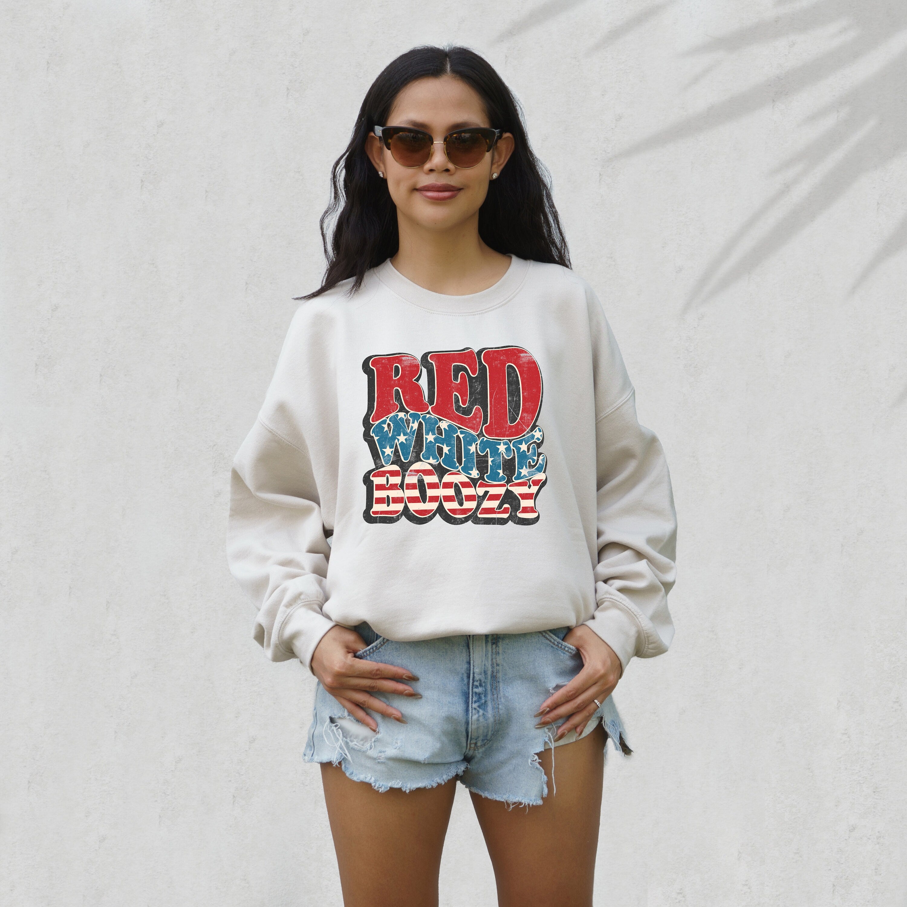 Retro Fourth of July Sweatshirt, Red White and Boozy, 4th of July Sweater, America Pullover, Womens Sweatshirt, Independence Day, Patriotic