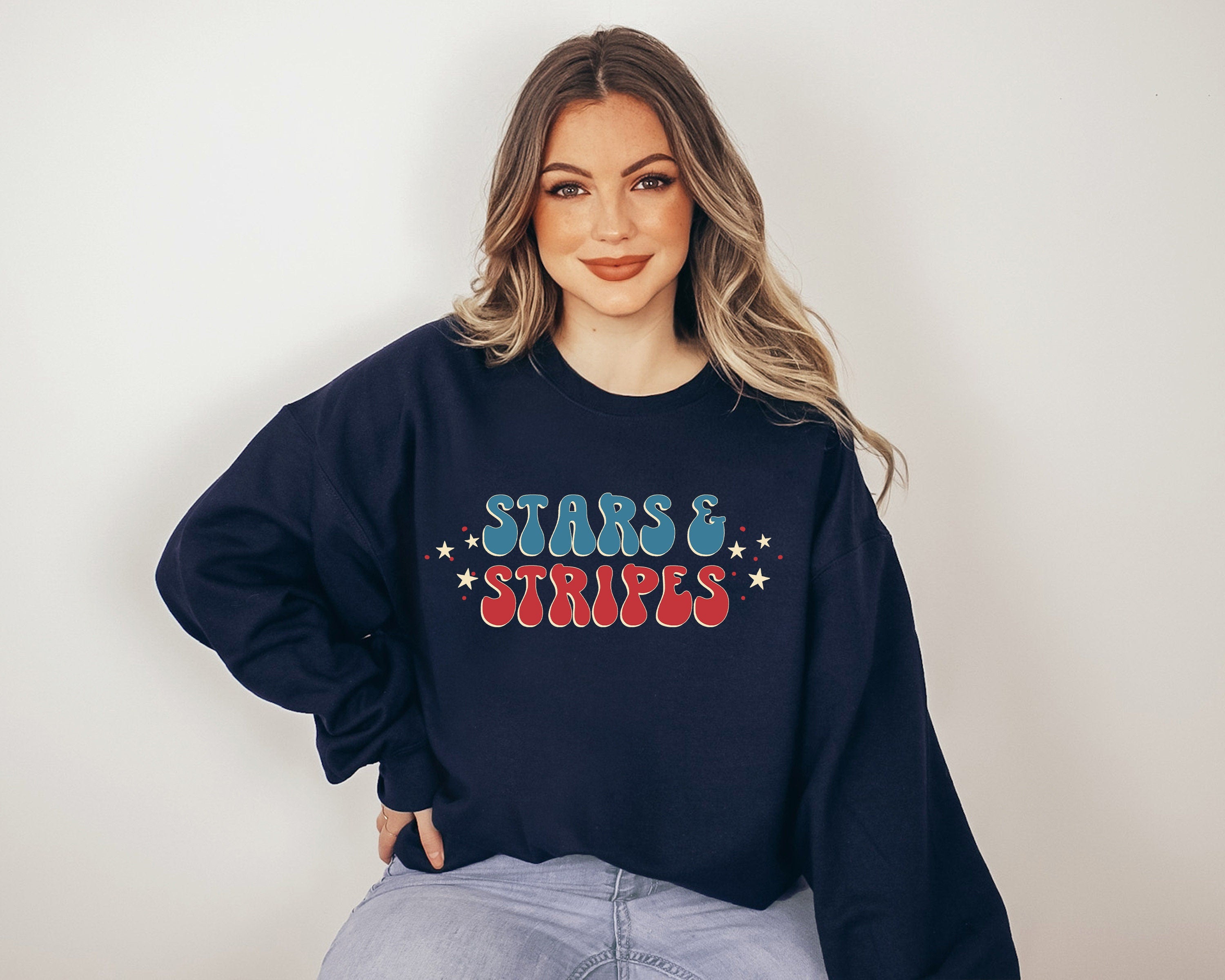 Retro Fourth of July Sweatshirt, Stars and Stripes, 4th of July Sweater, America Pullover, Womens Sweatshirt, Independence Day, Patriotic