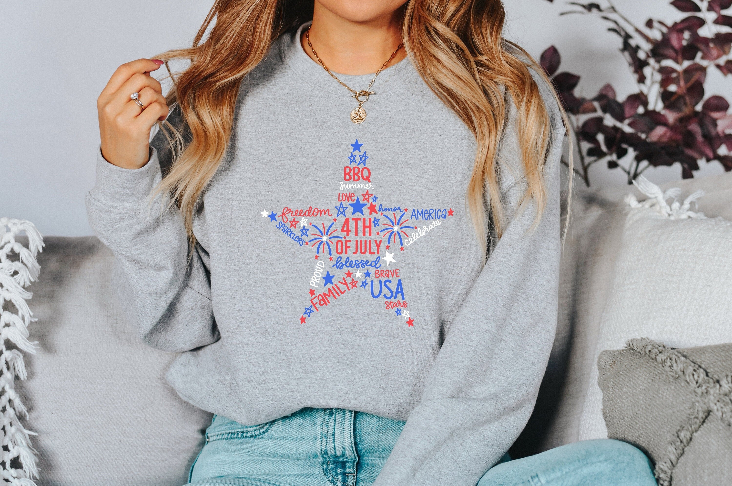 Retro Fourth of July Sweatshirt, USA, America, 4th of July Sweater, America Pullover, Womens Sweatshirt, Independence Day, Patriotic