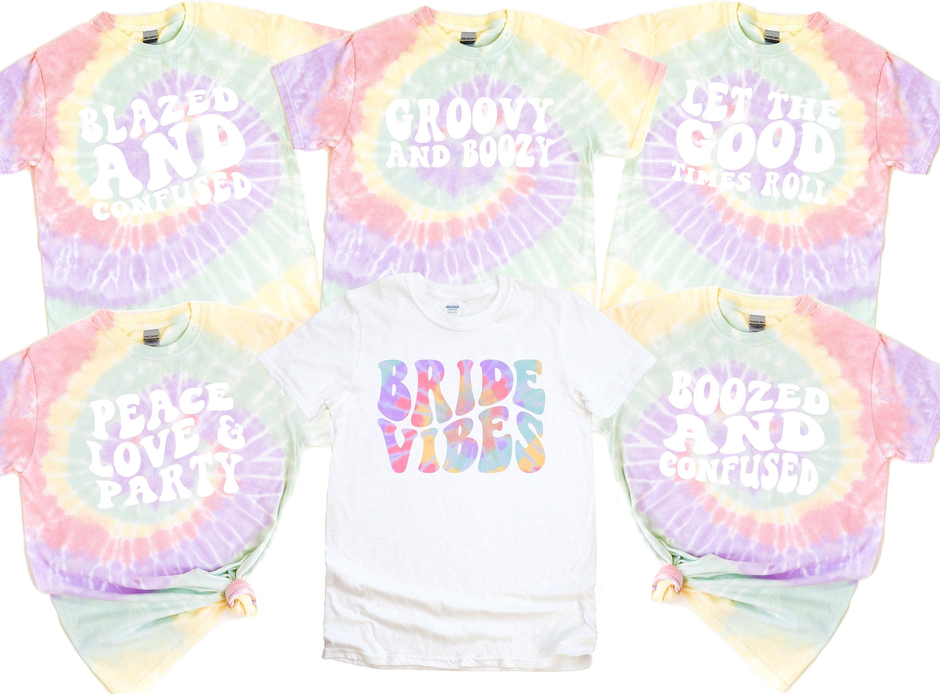 Bachelorette Tie Dye Party Shirts, Dazed and Engaged,Boozed and Confused, Peace Love And Party, Blazed and Confused, Groovy And Boozy