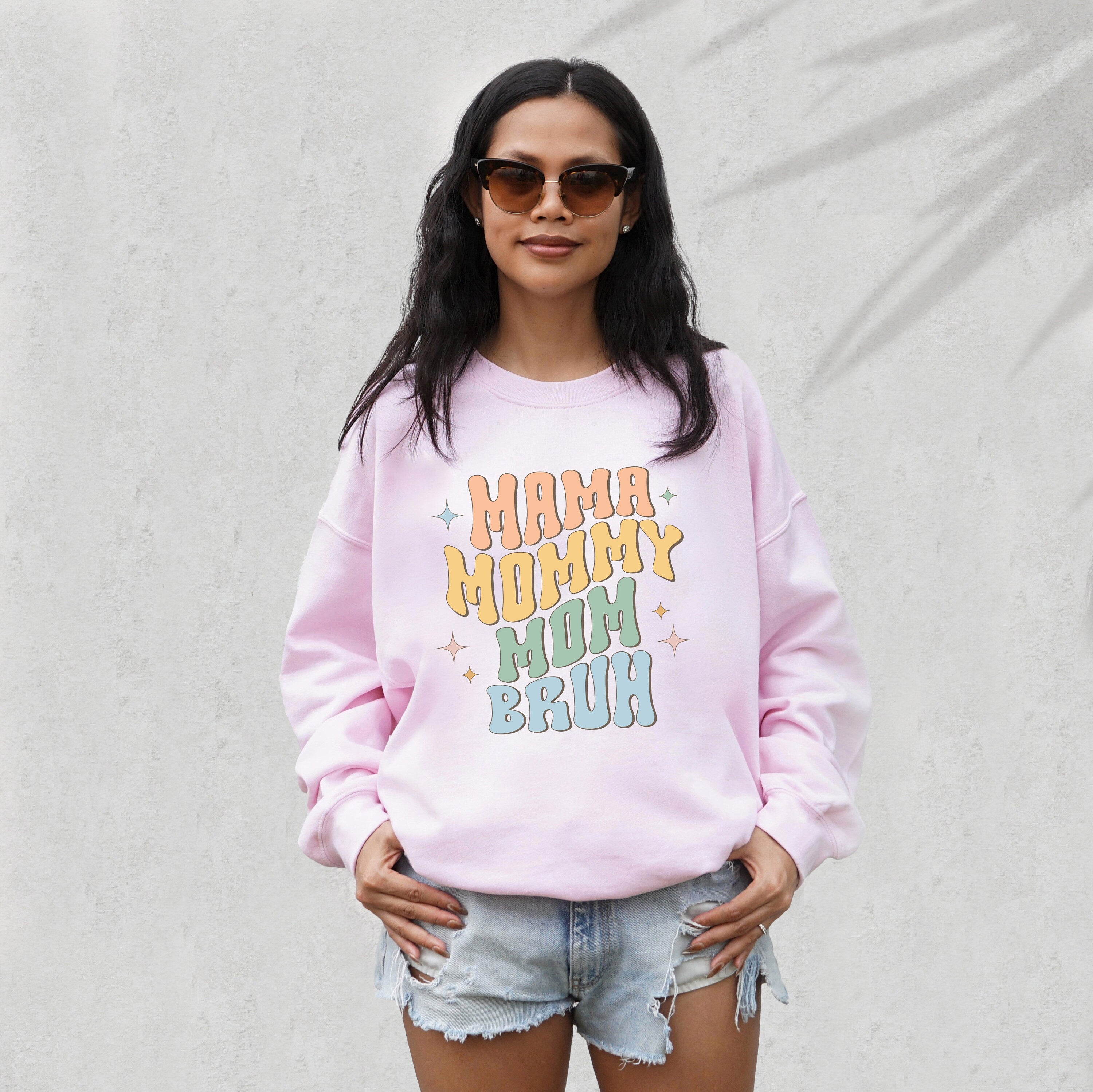 Momma Mommy Mom Bruh Crewneck Sweater, Mothers Day Retro Kids, Girl Mom, Mom Sweatshirt, Bruh, Mom Gift, New Mama Sweatshirt, Gift for Mom