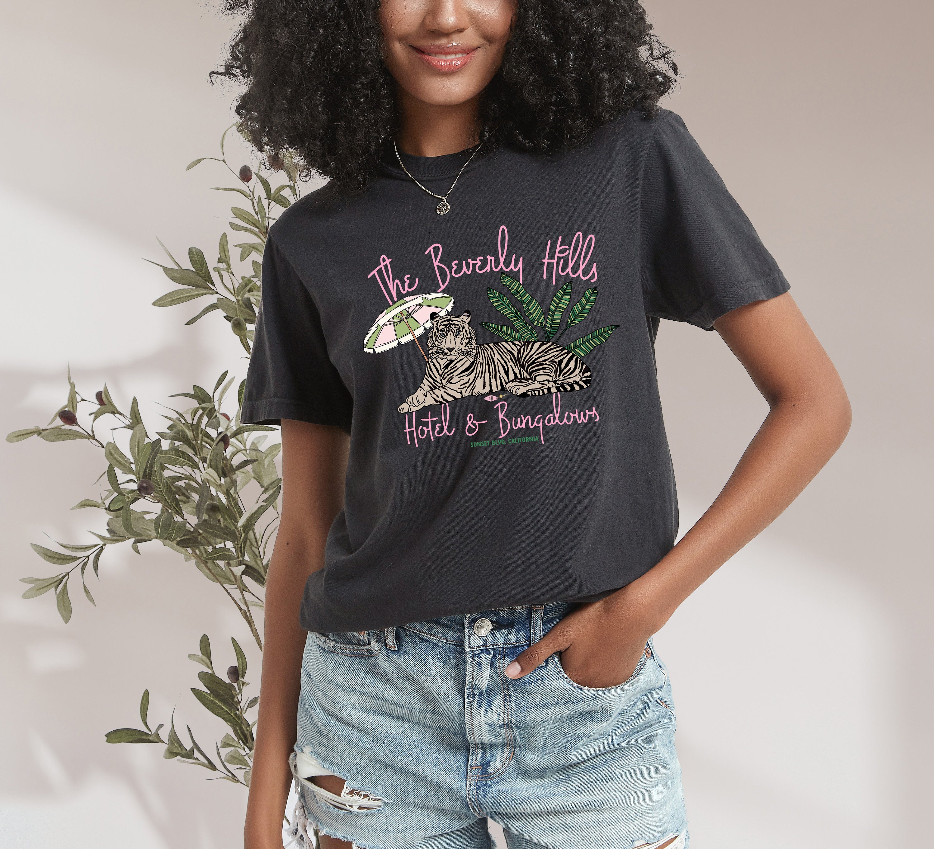 Retro Comfort Colors Shirt, Beverly Hills Shirt, Vintage Shirt, Oversized Shirt, Retro Graphic T Shirt, Distressed Tee