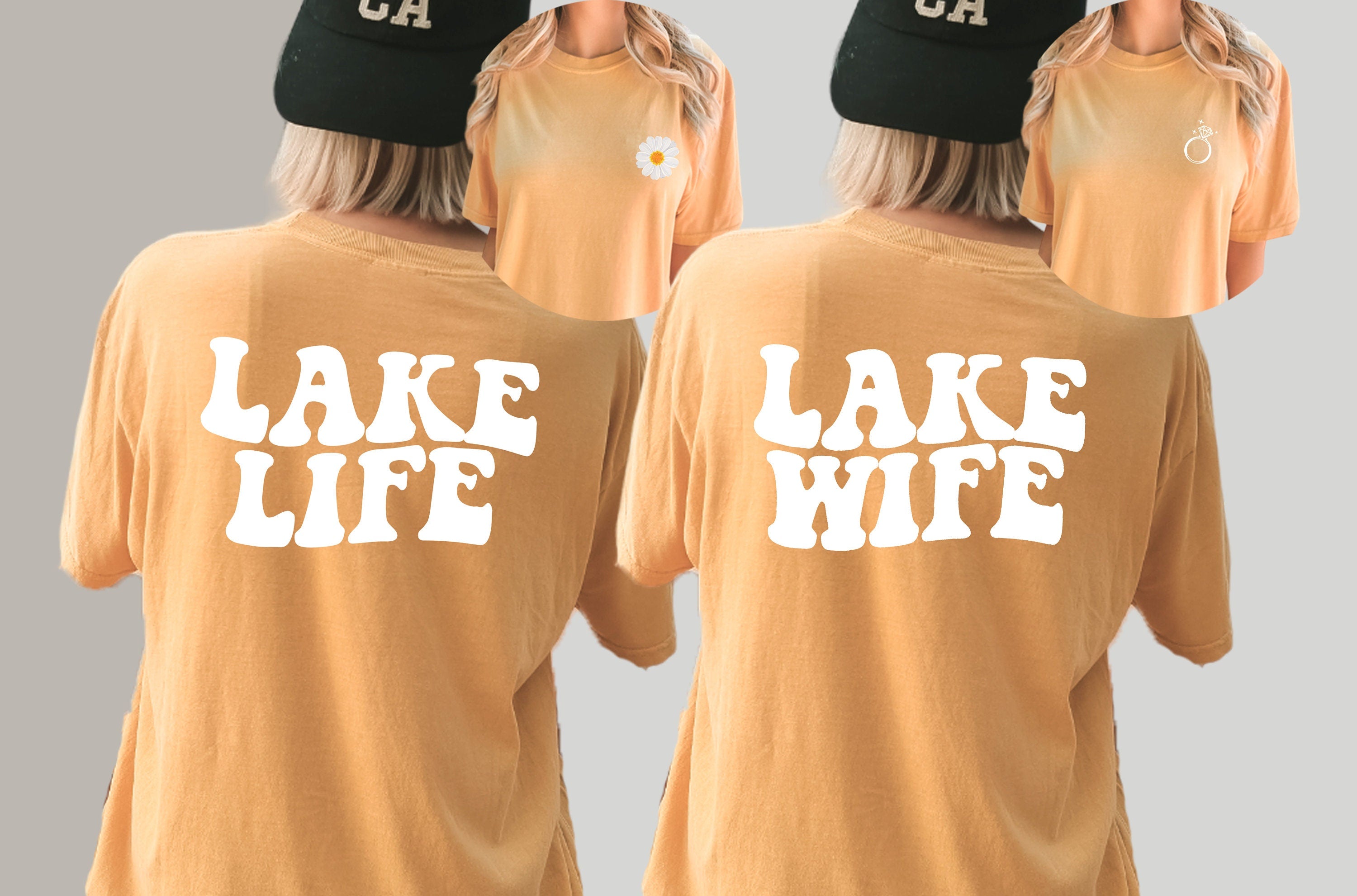 Comfort Colors Tee, Lake Life Lake Wife Wavy, Retro Batch Shirts, Bachelorette Party Shirts, Lake House Party, Bachelorette T-Shirt Mustard