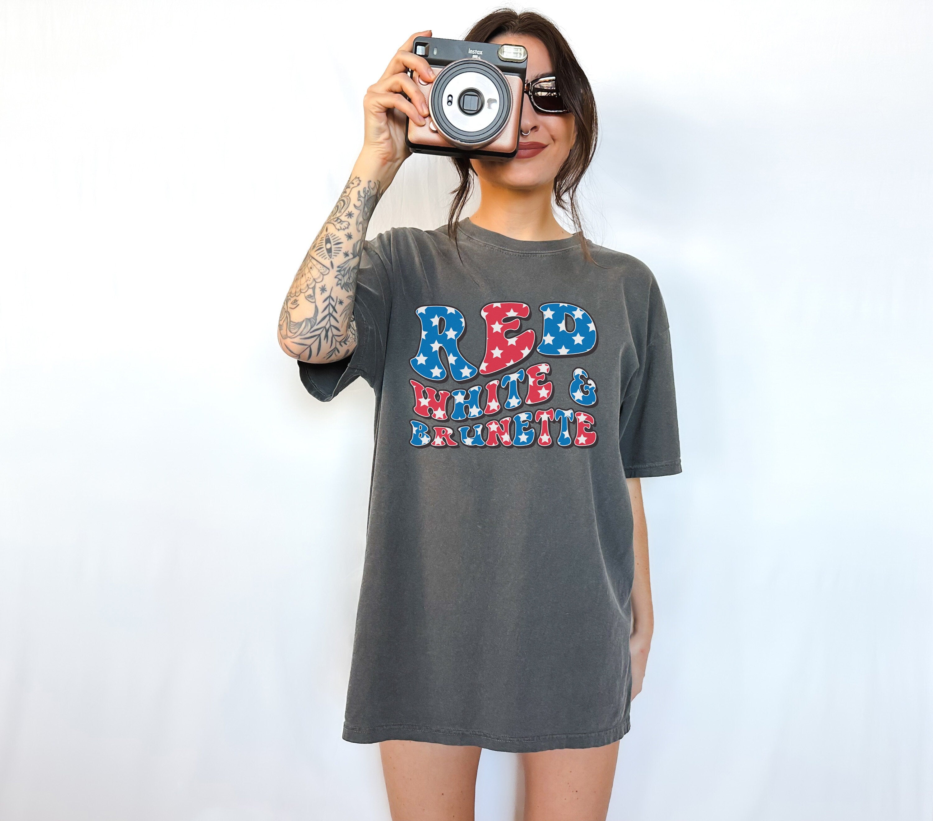 Retro USA Comfort Colors shirt, 4th of July tee, Red White Brunette, Womens 4th of July shirt, America Patriotic Shirt, Independence