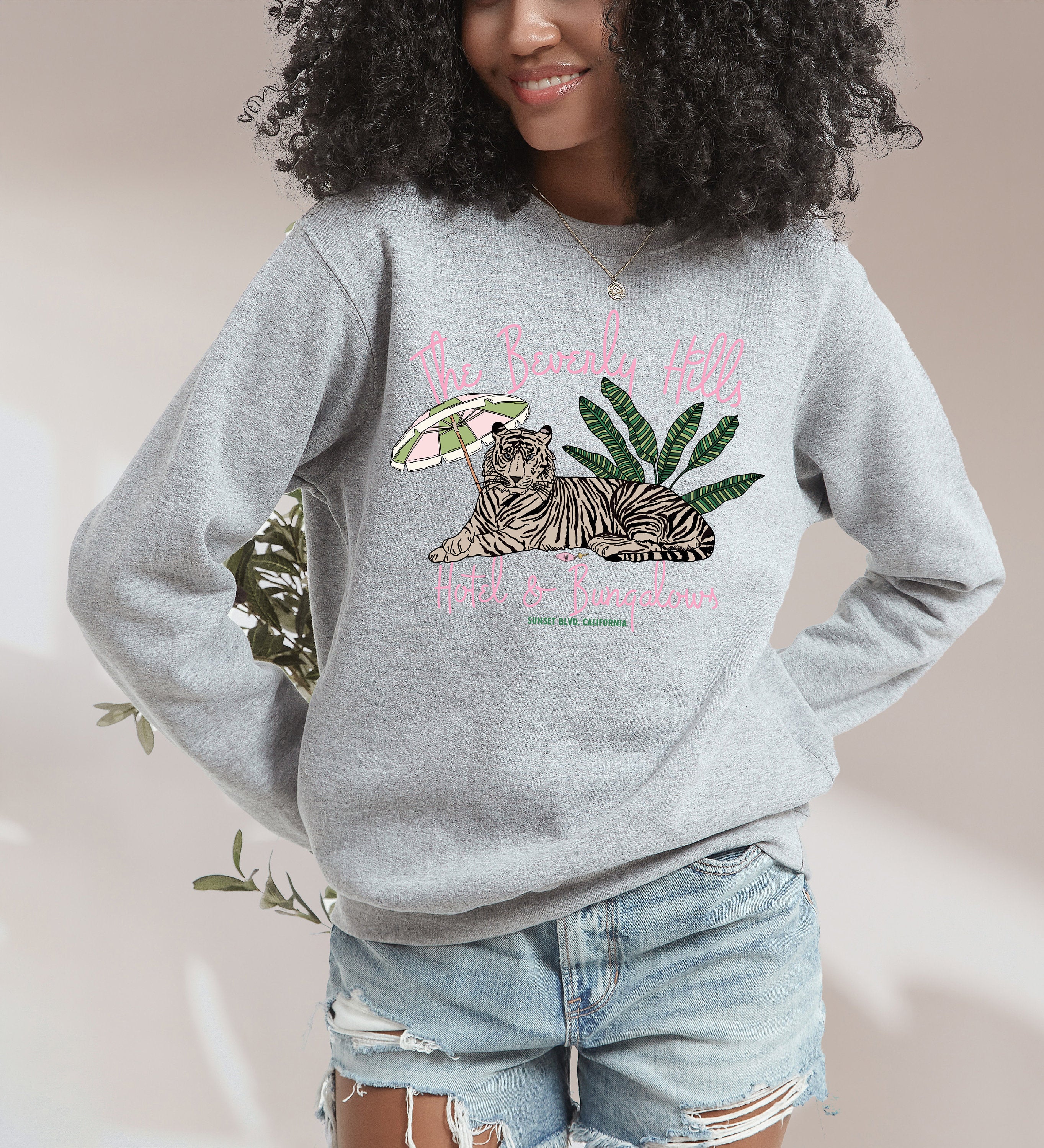 Retro Crewneck Sweatshirt, Graphic Design, Vintage Shirt, Beverly Hills, California Sweater, Women's Crewneck, Men's Crewneck