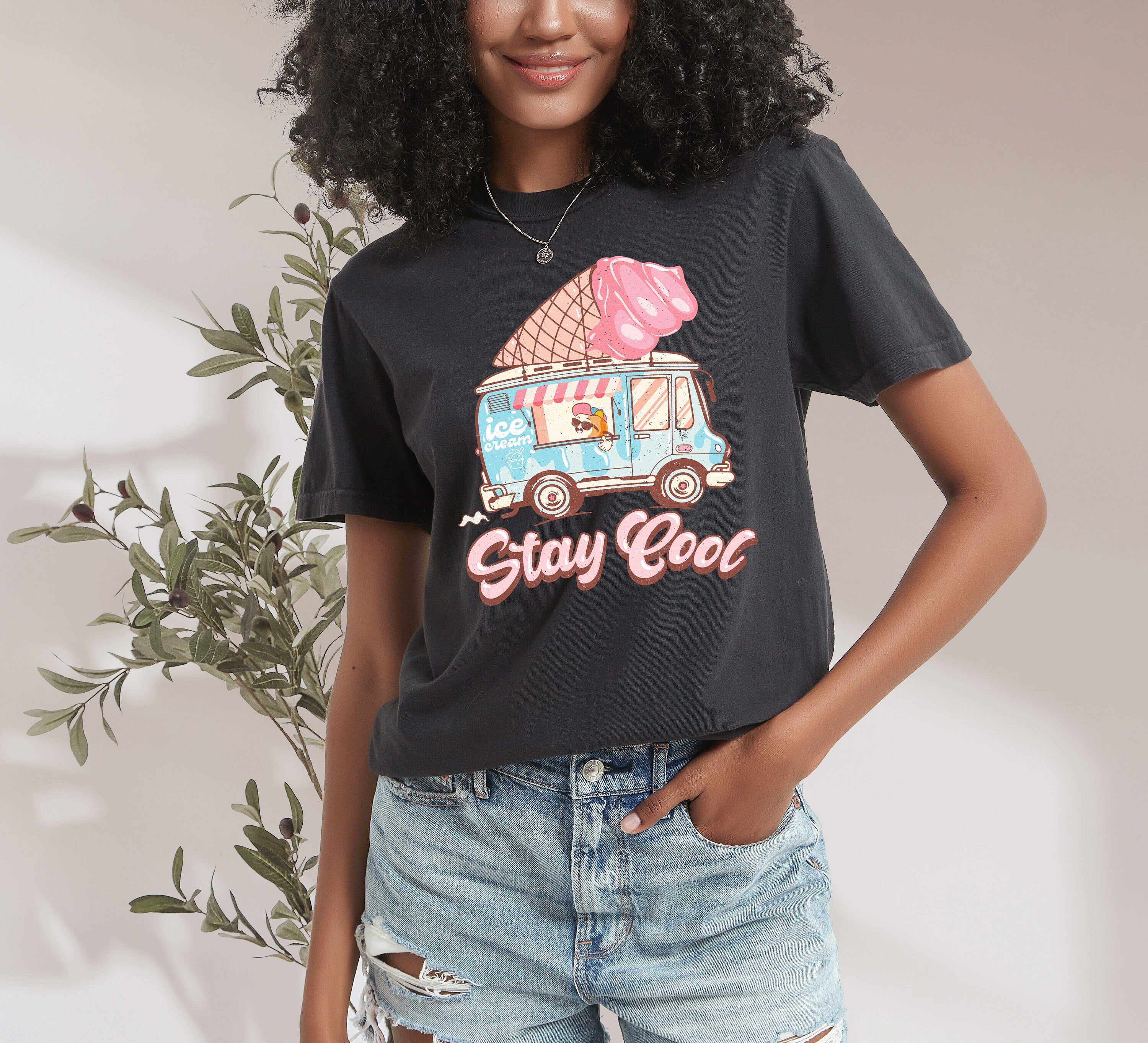 Retro Comfort Colors Shirt, Stay Cool, Vintage Shirt, Oversized Shirt, Retro Graphic T Shirt, Distressed Tee, Ice Cream Lover, Summer