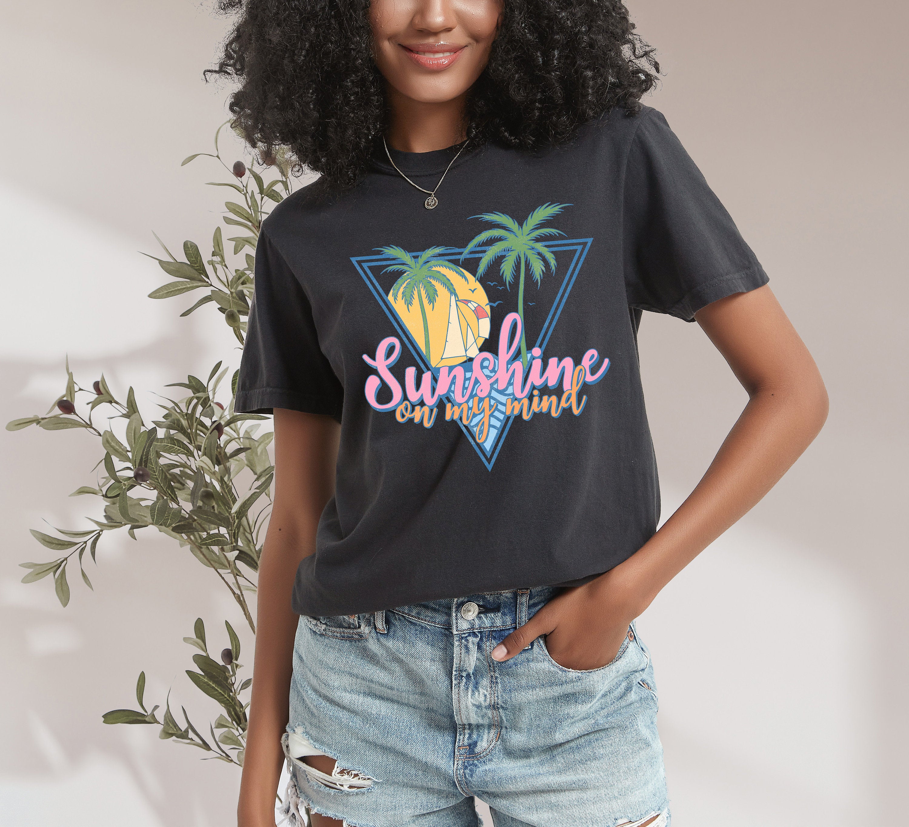 Retro Comfort Colors Shirt, Sunshine On My Mind, Vintage Shirt, Oversized Shirt, Retro Graphic T Shirt, Distressed Tee, Summer