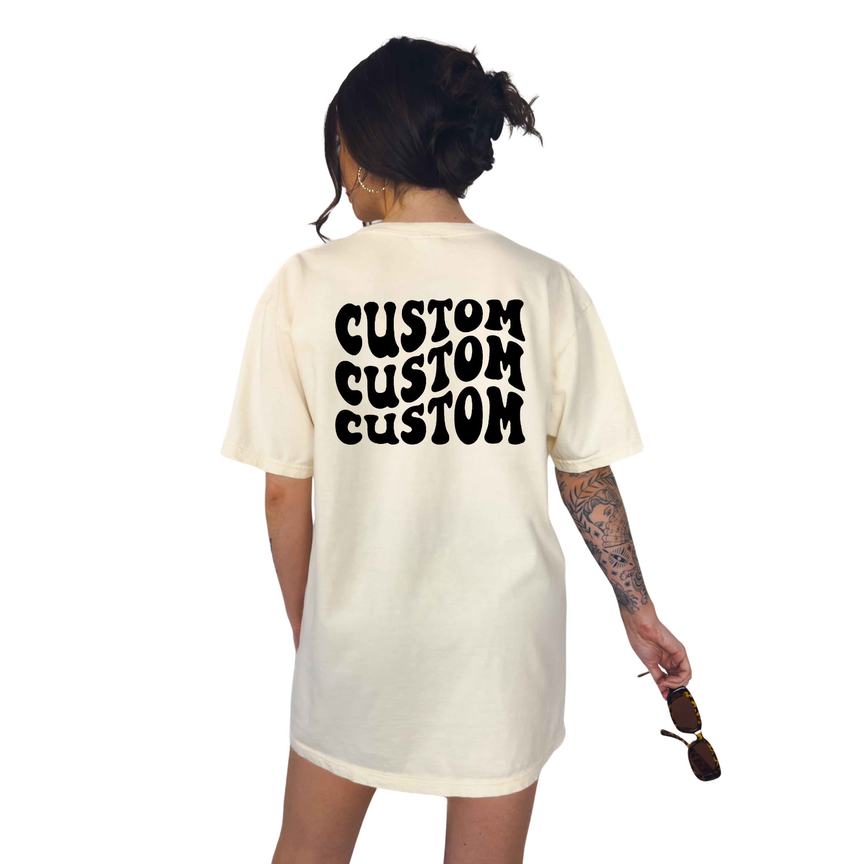 Comfort Colors Custom back Tee, Upload Your Own Design, Create a Design, Custom Family Vacation, Custom Wavy Font Saying, Shirt For Bach