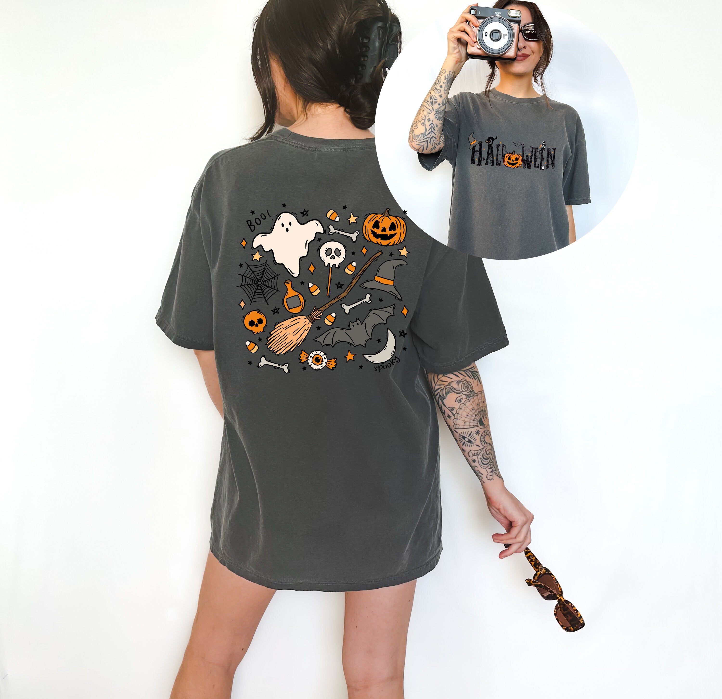 Retro Halloween Comfort Colors shirt, Halloween Design, Retro Grunge Skeleton Shirt, Vintage Halloween T Shirt, Retro Fall Shirt, Fall Shirt