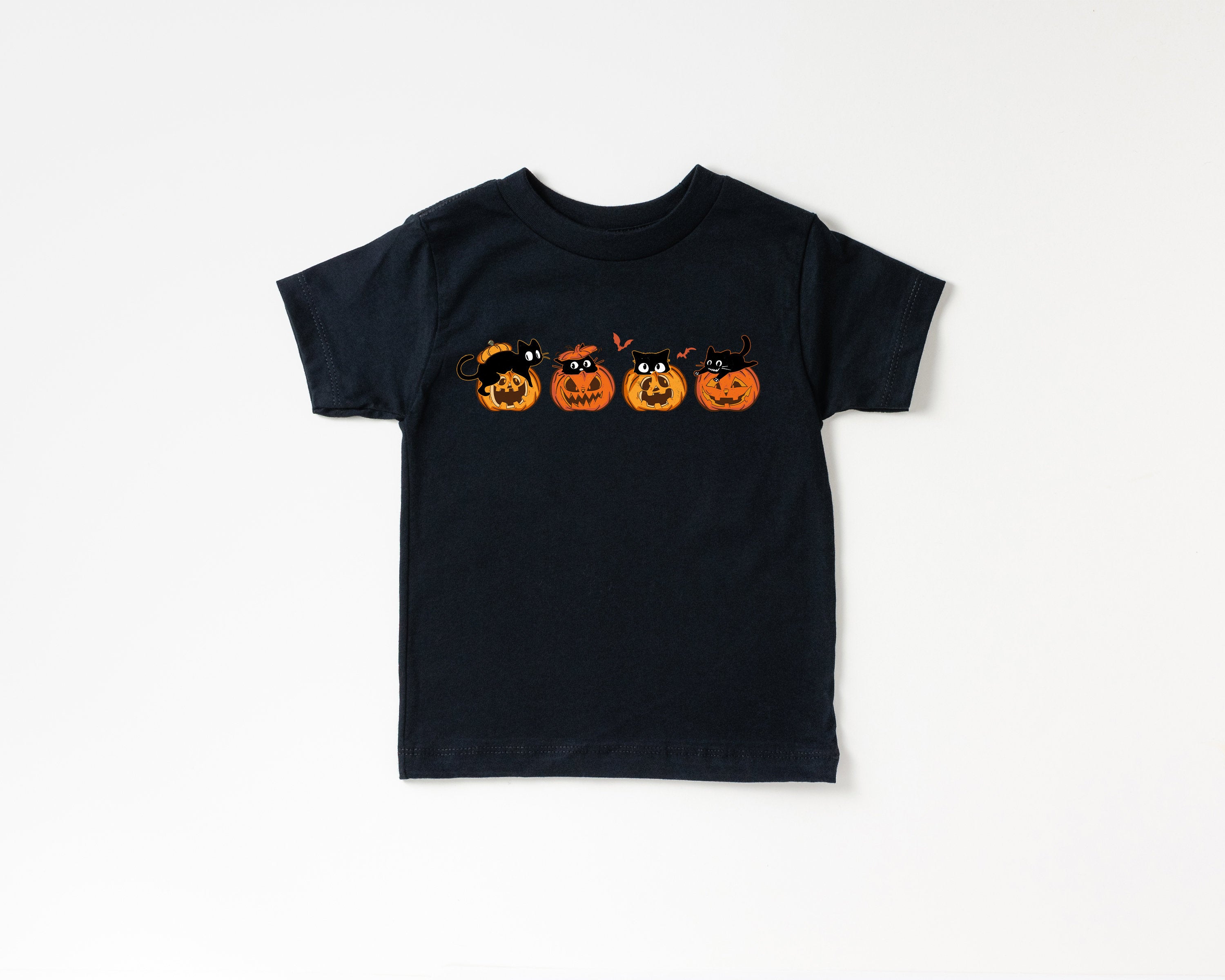 Cute Kitten Pumpkin Toddler Shirt, Cute Fall Shirt, Toddler Youth Halloween Tee, Retro Boho Cute Vintage Bodysuit, Cute Pumpkin Tee