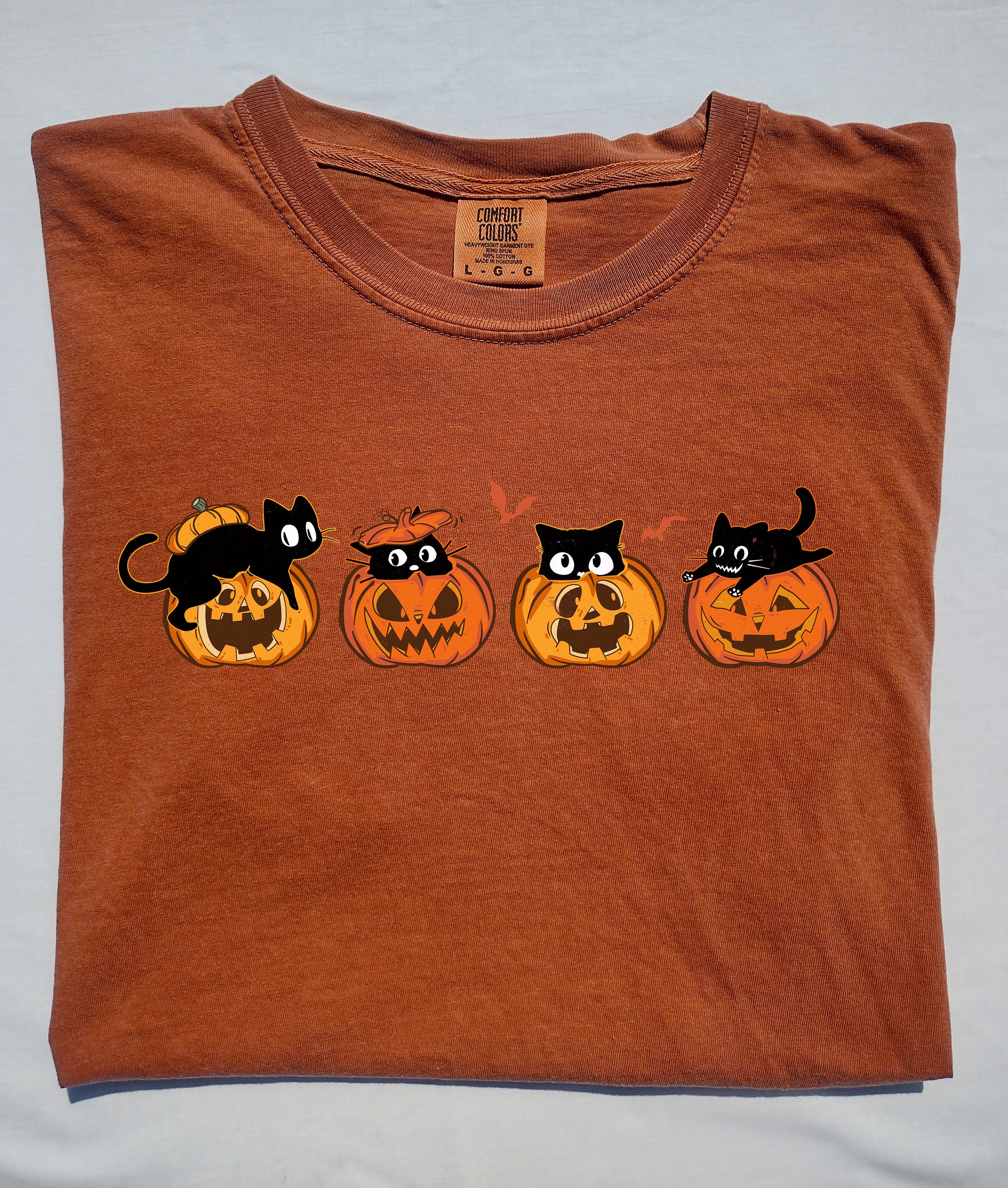 Long Sleeve Retro Halloween Comfort Colors Shirt, Vintage Kitten Pumpkin Halloween Shirt, Pumpkin Shirt, Retro Fall Shirt, Graphic T-shirt