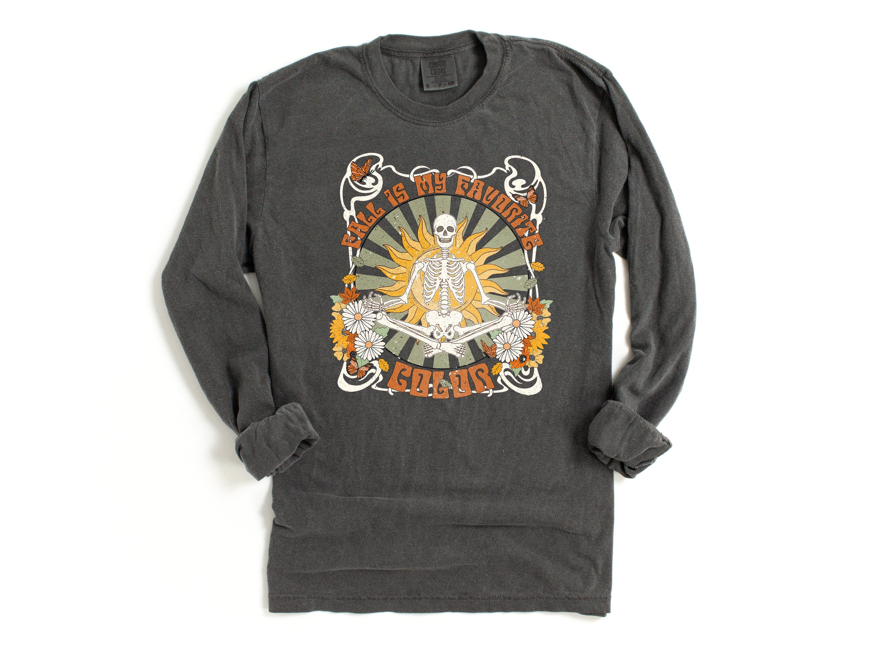 Long Sleeve Retro Halloween Comfort Colors Shirt, Fall Is My Favorite Color, Vintage Halloween Art Shirt, Retro Fall Shirt, Graphic T-shirt