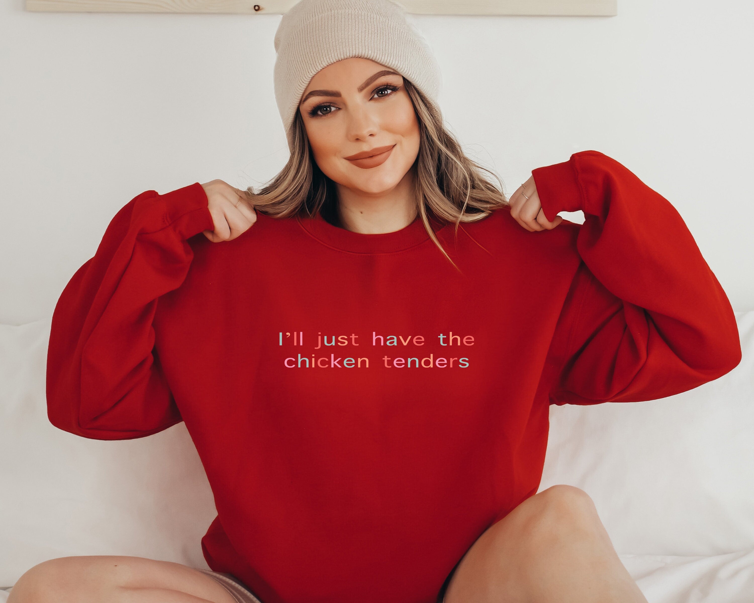 I'll Just Have The Chicken Tenders Crewneck Sweatshirt, Funny Sweatshirt,Trendy Sweatshirt, Chicken Nugget Lover Sweatshirt, Chicken Tenders