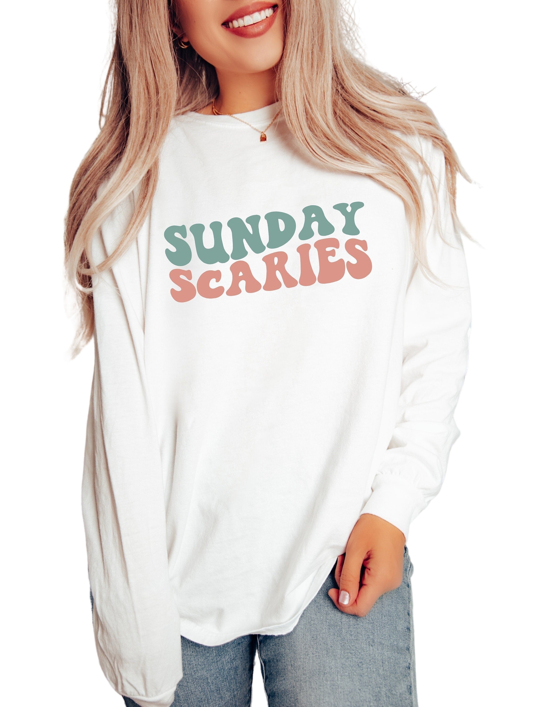 Long Sleeve Retro Christmas Comfort Colors shirt,Day Drinkin Shirt, Sunday Scaries, Hungover Oversized Shirt, Anxiety, Sunday Scaries