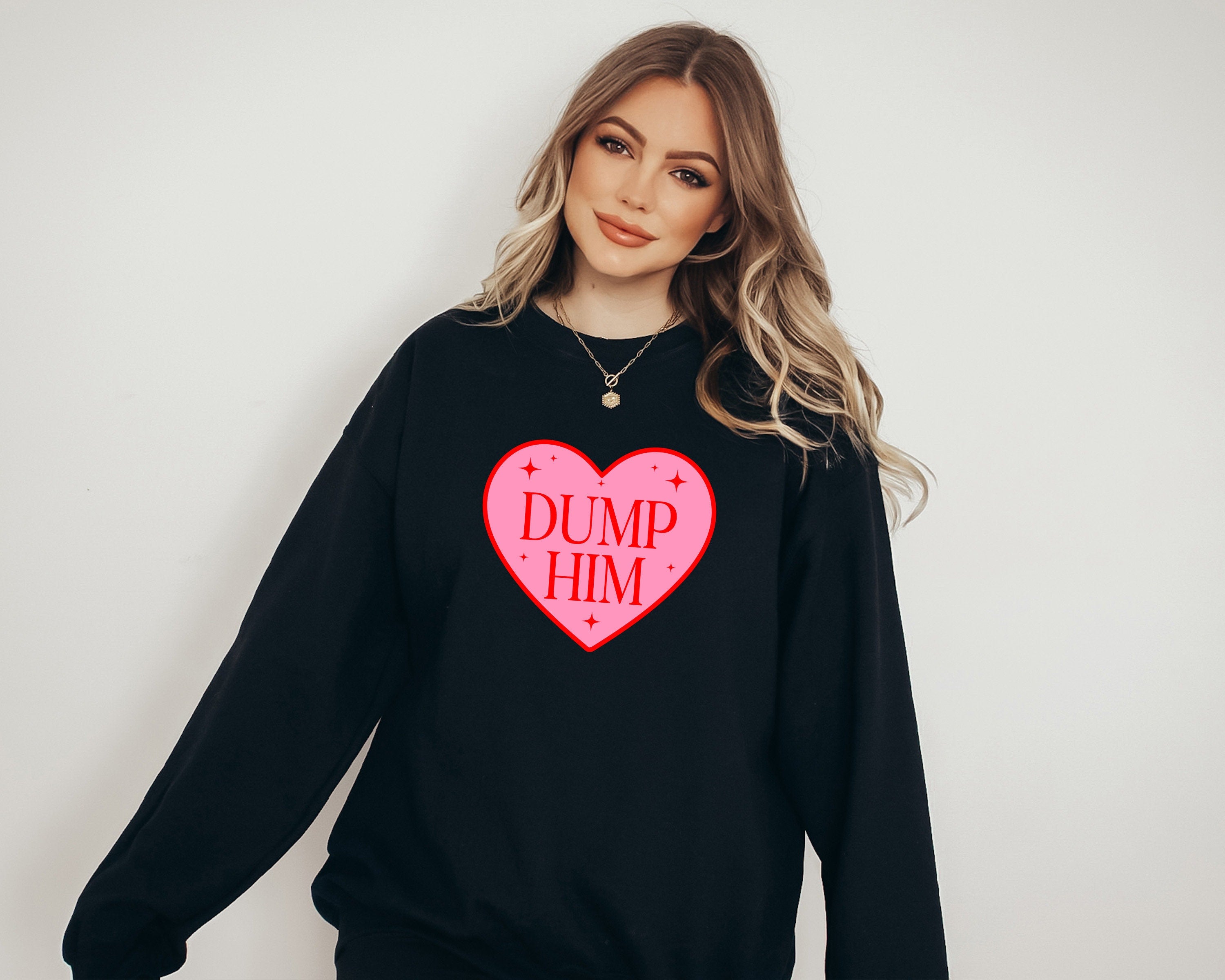 Retro Valentines Sweatshirt, Dump Him, Galentines Day, Anti Love Pullover, Womens Valentines Day Crew, Red Crewneck, Varsity Crewneck