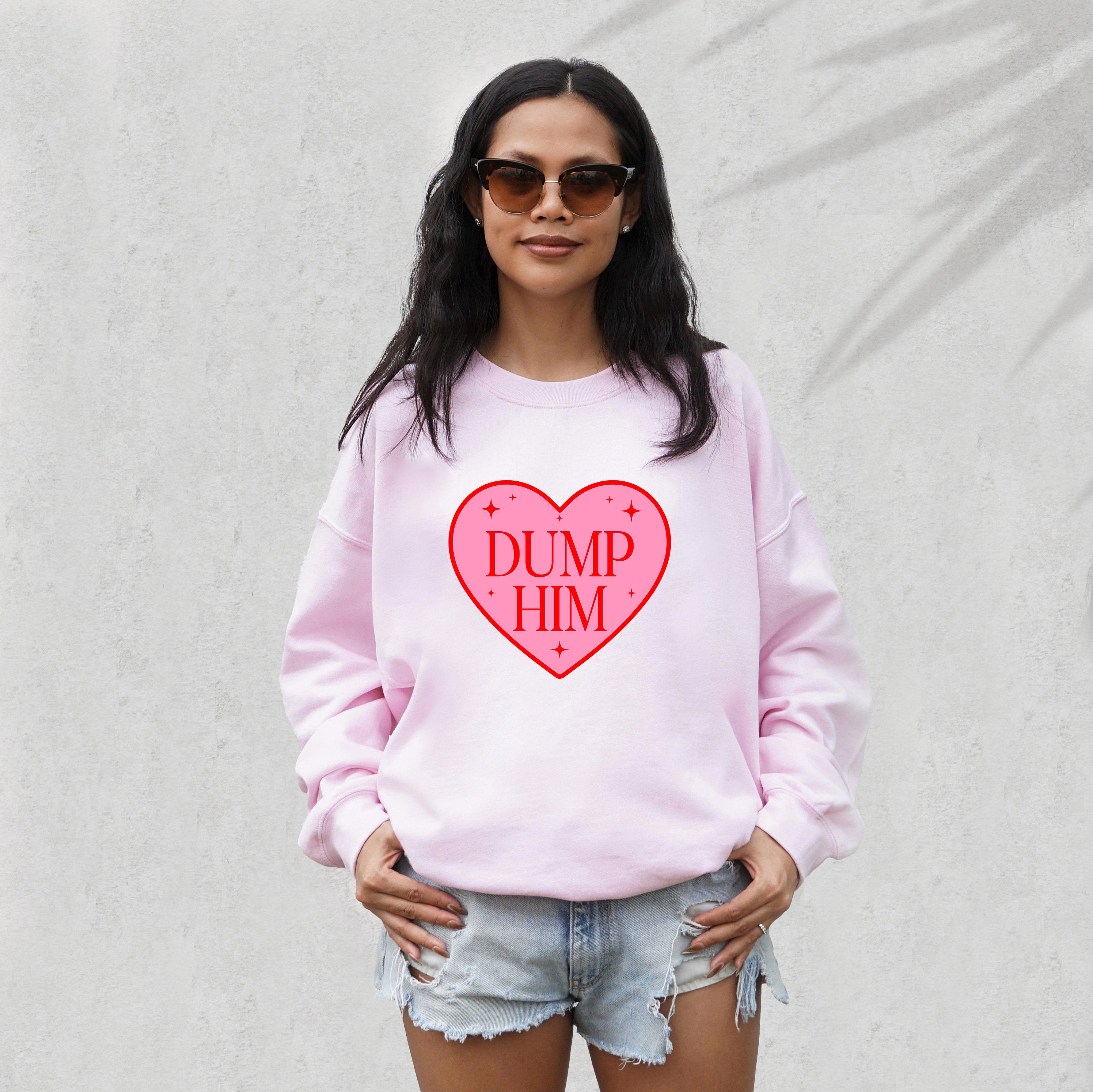 Retro Valentines Sweatshirt, Dump Him, Galentines Day, Anti Love Pullover, Womens Valentines Day Crew, Red Crewneck, Varsity Crewneck