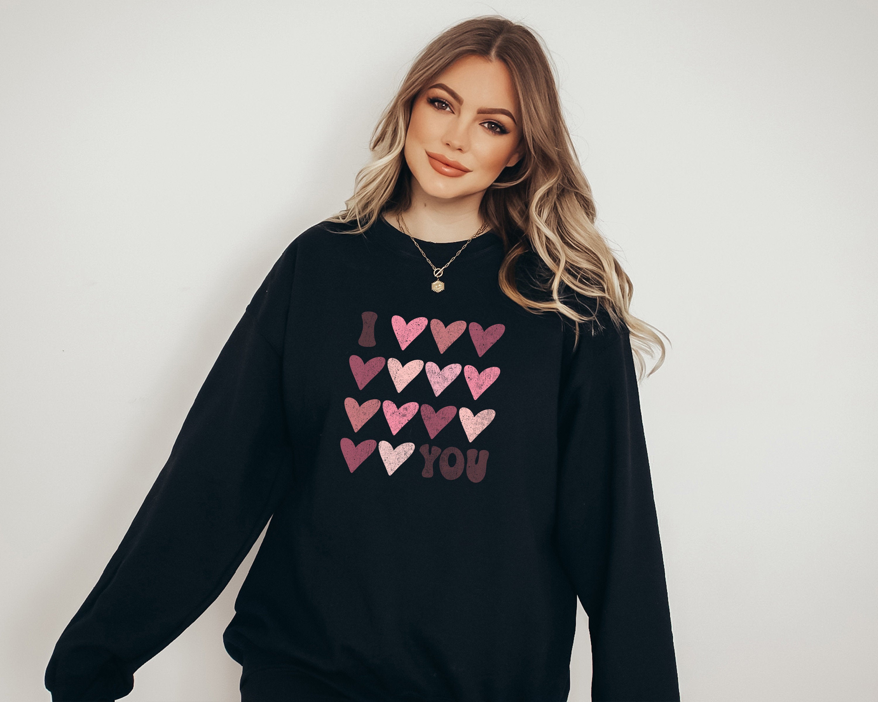 Retro Valentines Sweatshirt, Love Vibes, Valentines Day, Love Pullover, Womens I Love You Crewneck You Are Enough, Loved, Worthy, Galentines