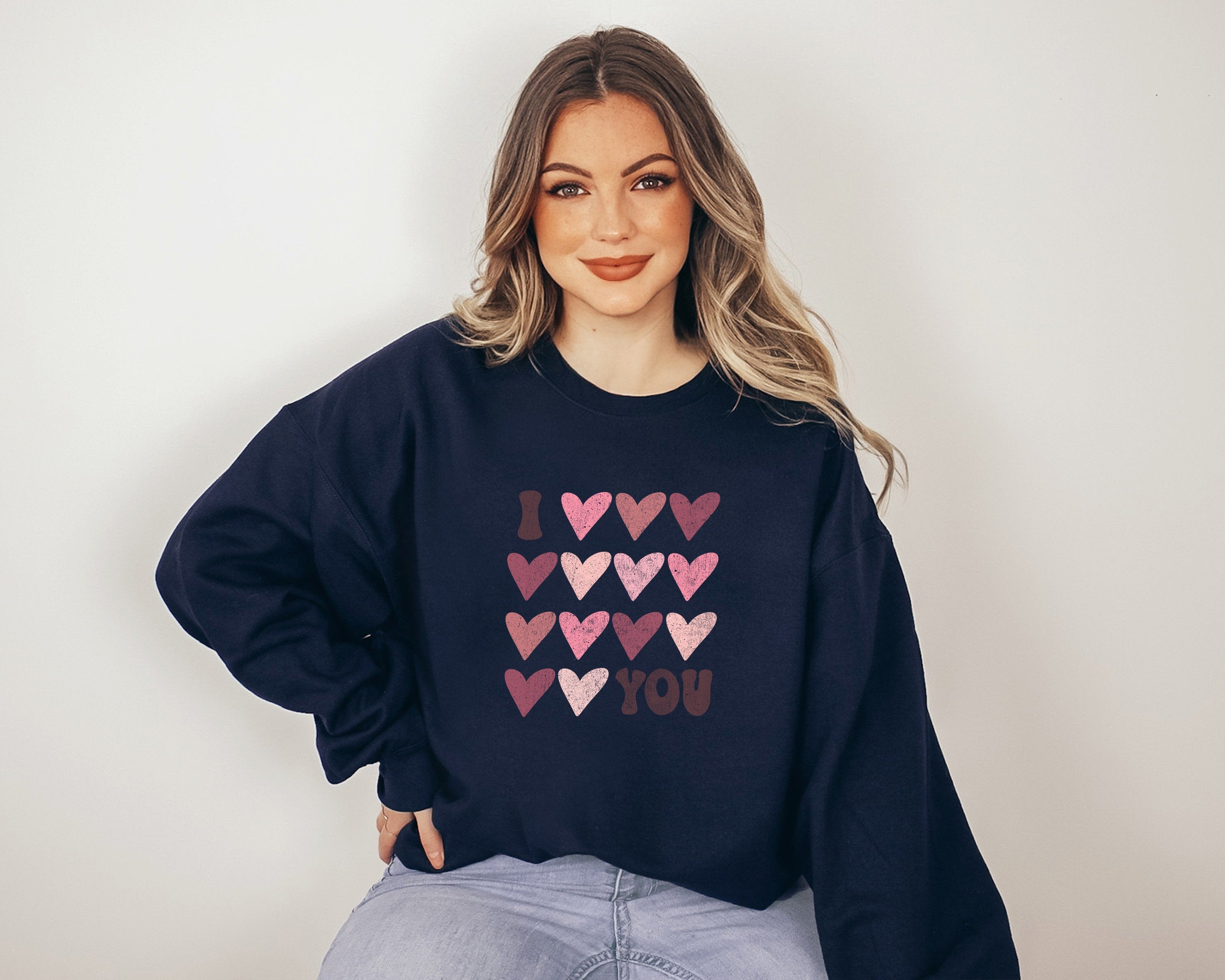 Retro Valentines Sweatshirt, Love Vibes, Valentines Day, Love Pullover, Womens I Love You Crewneck You Are Enough, Loved, Worthy, Galentines