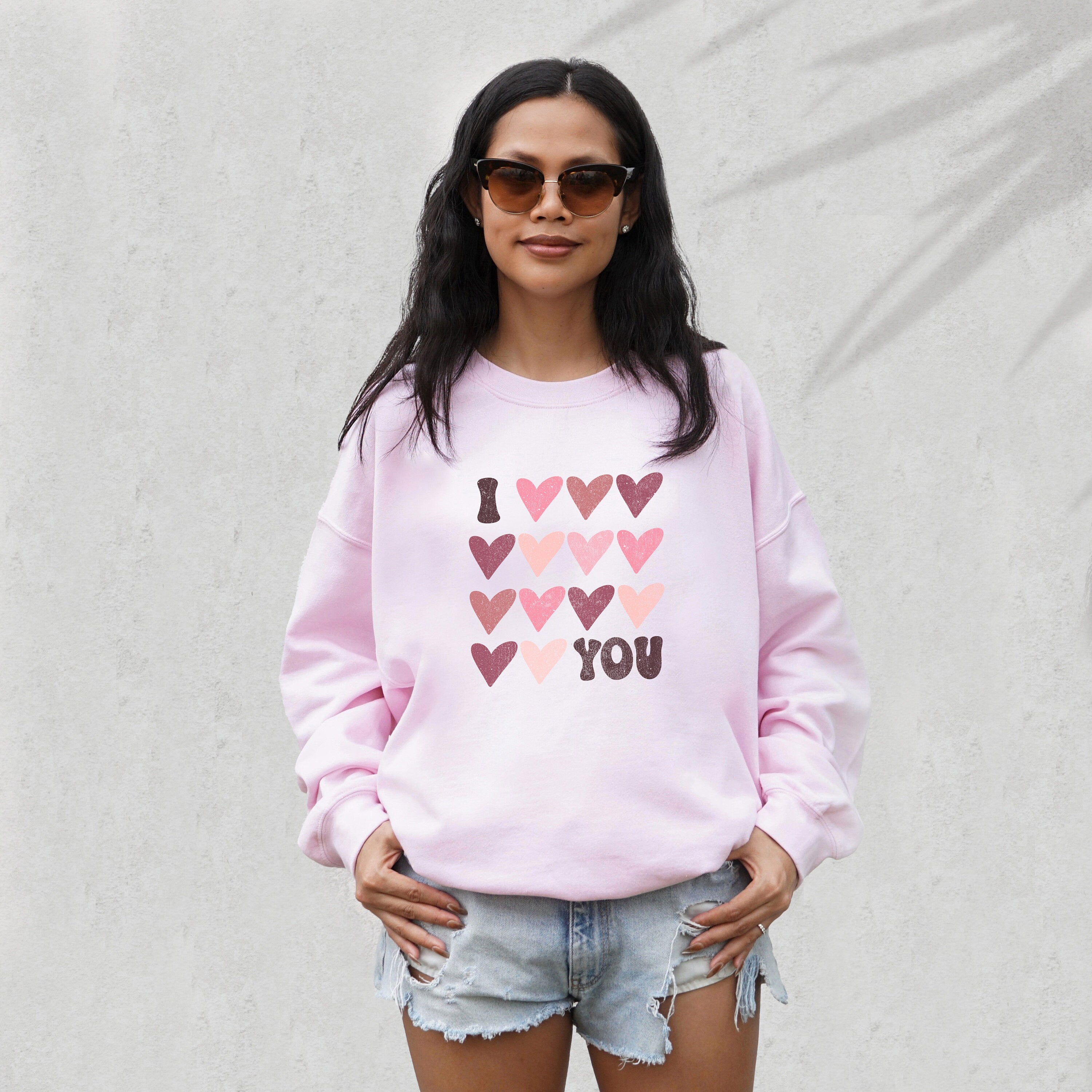 Retro Valentines Sweatshirt, Love Vibes, Valentines Day, Love Pullover, Womens I Love You Crewneck You Are Enough, Loved, Worthy, Galentines