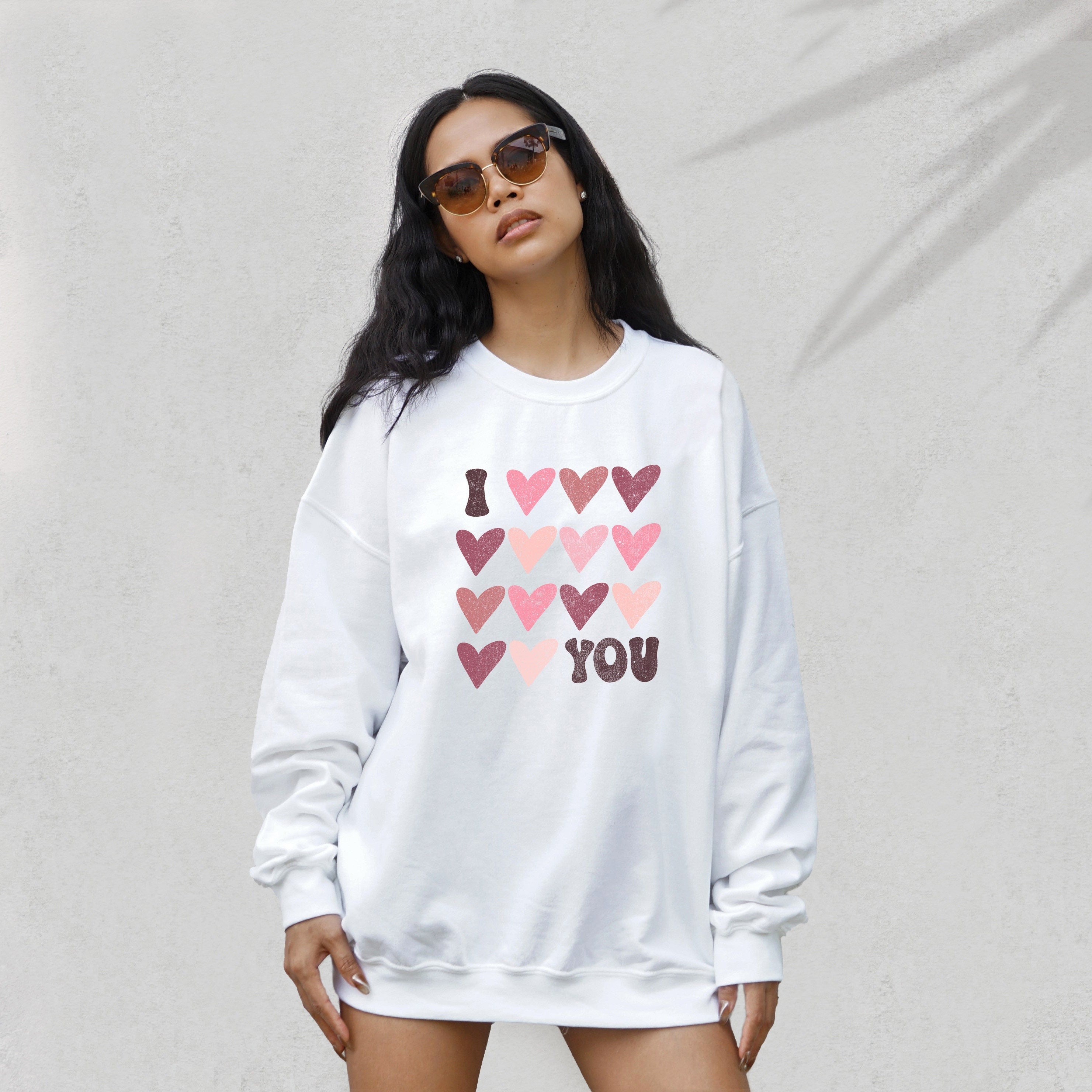 Retro Valentines Sweatshirt, Love Vibes, Valentines Day, Love Pullover, Womens I Love You Crewneck You Are Enough, Loved, Worthy, Galentines