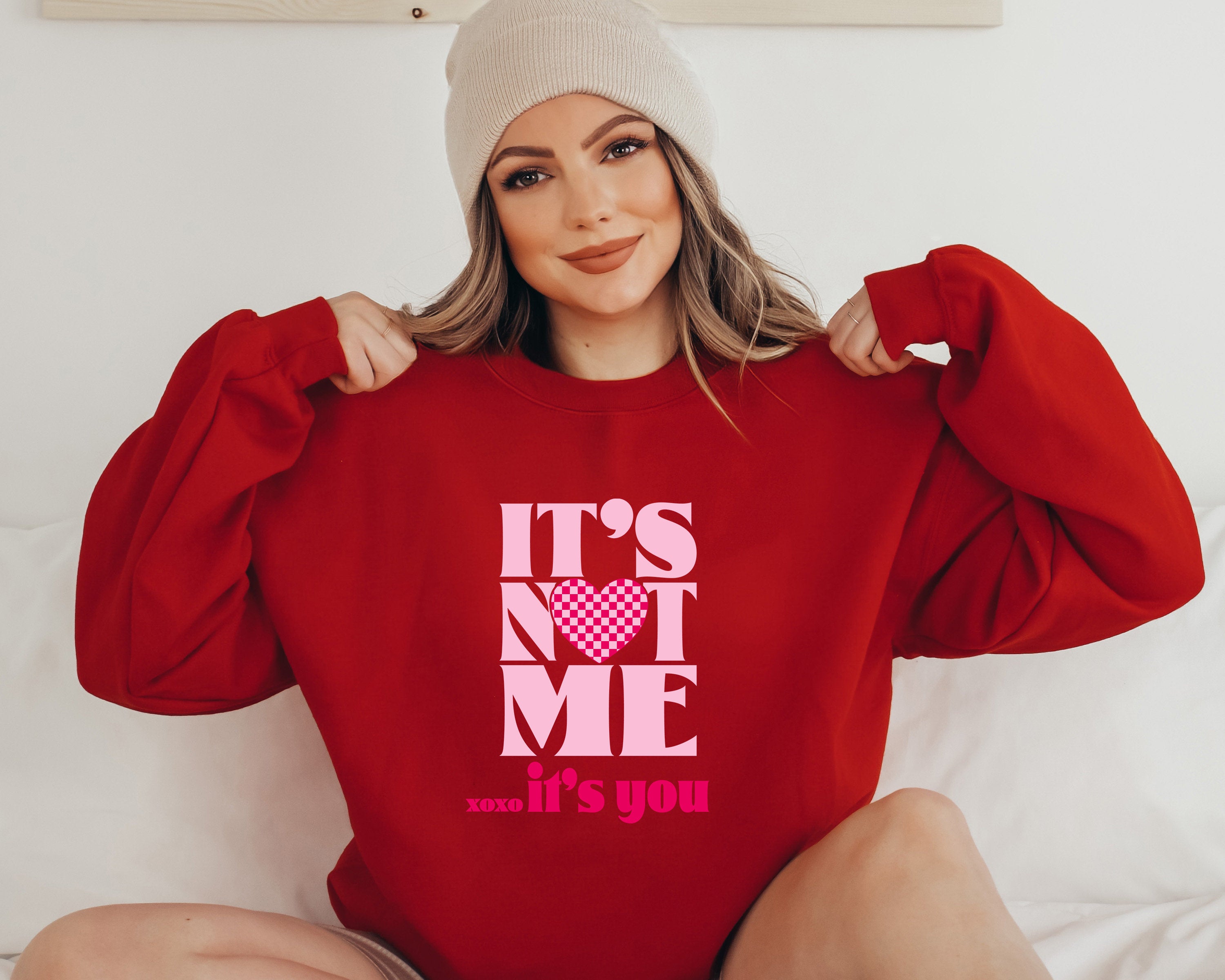 Retro Valentines Sweatshirt, It's Not Me It's You, Valentines Day, Love Pullover, Womens Love Sweatshirt, Red Crewneck, Varsity Crewneck