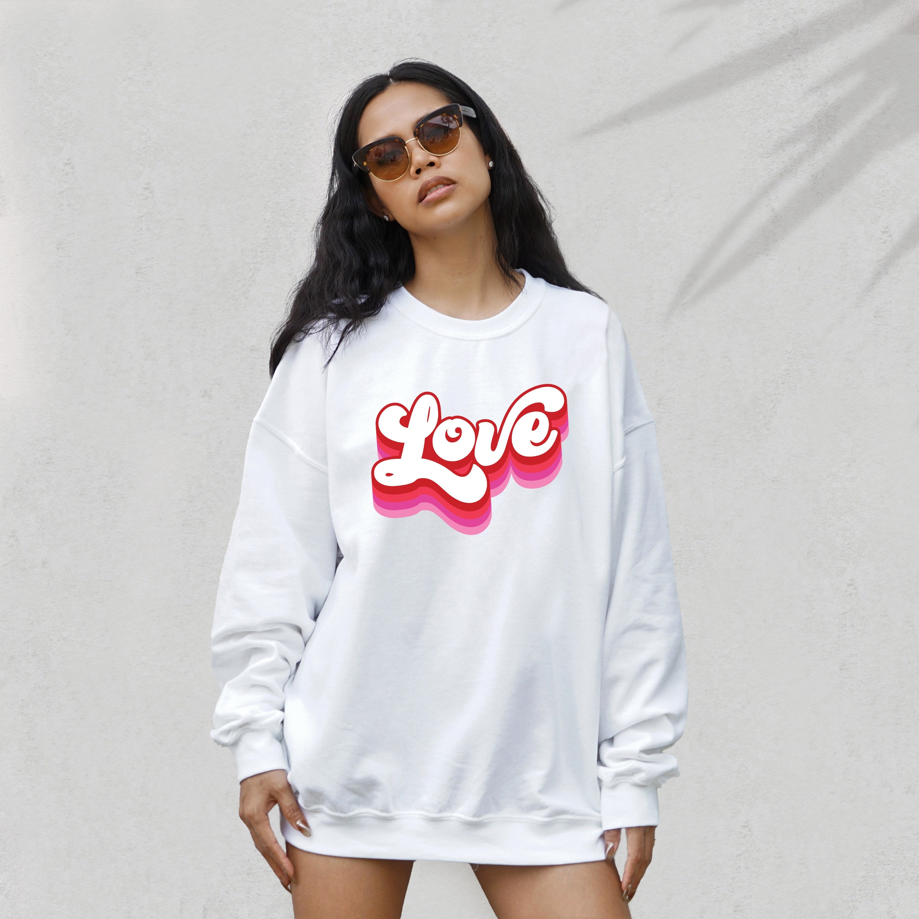 Retro Valentines Sweatshirt, Retro Love Sweater, Valentines Day Shirt, Love Pullover, Womens Love Sweatshirt, Red Crewneck, Varsity Crewneck