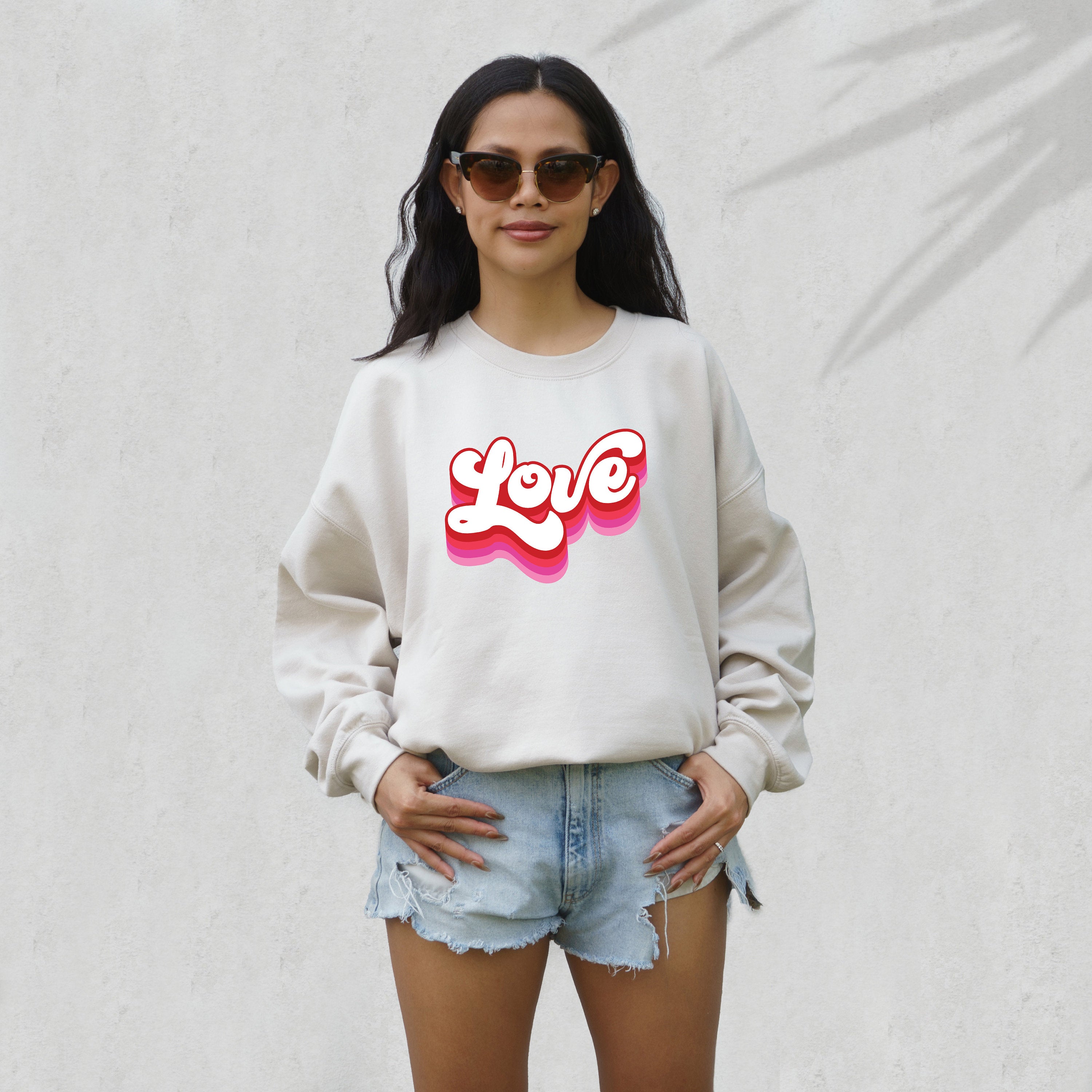 Retro Valentines Sweatshirt, Retro Love Sweater, Valentines Day Shirt, Love Pullover, Womens Love Sweatshirt, Red Crewneck, Varsity Crewneck