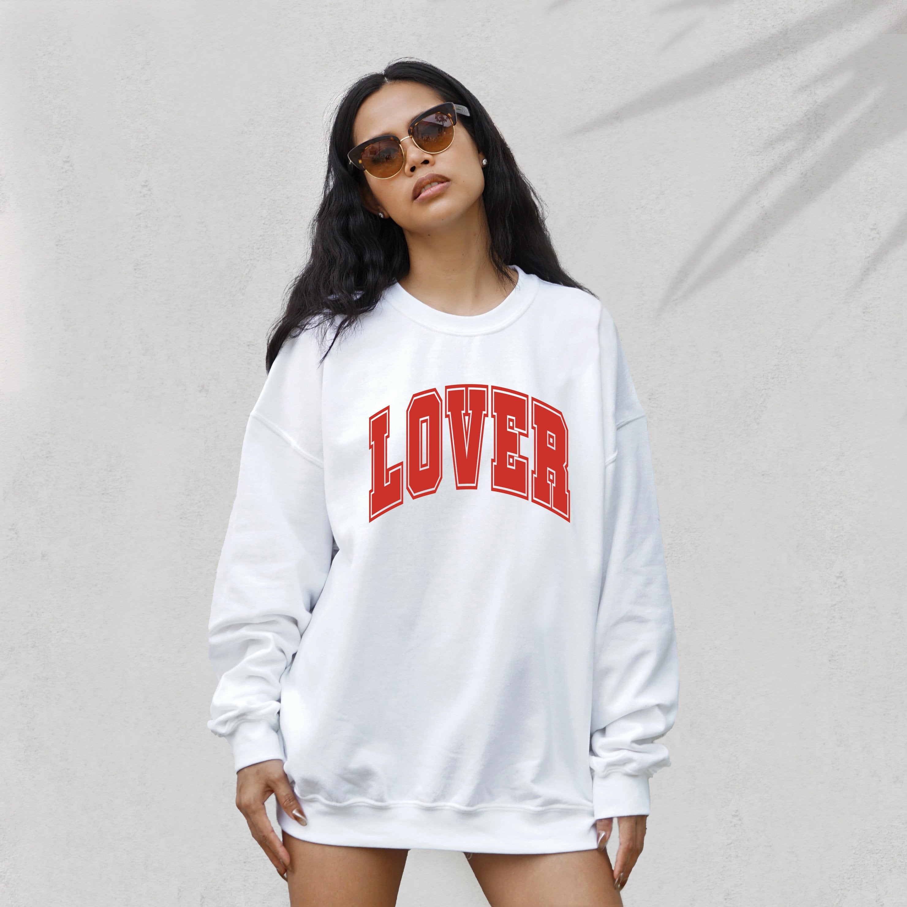 Retro Valentines Sweatshirt, Lover Varsity Pullover, Retro Valentines Day Crewneck, Womens Love Sweatshirt, Red Crewneck, Varsity Crewneck