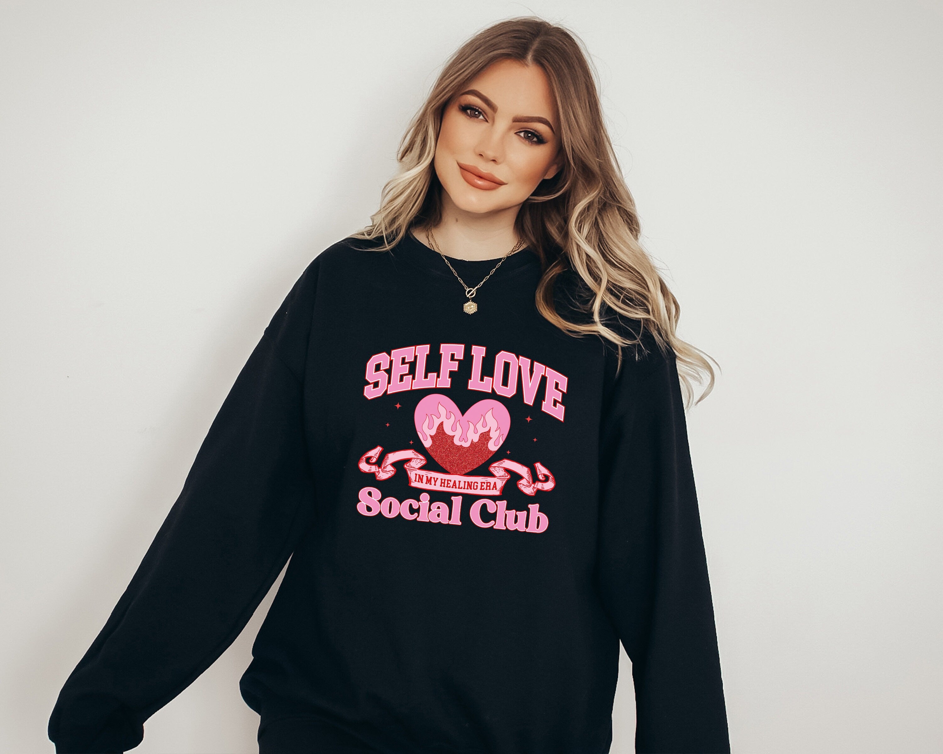 Retro Valentines Sweatshirt, Self Love Club Sweater, Valentines Day Pullover, Womens Valentines Crewneck,Galentines Day T, In My Healing Era