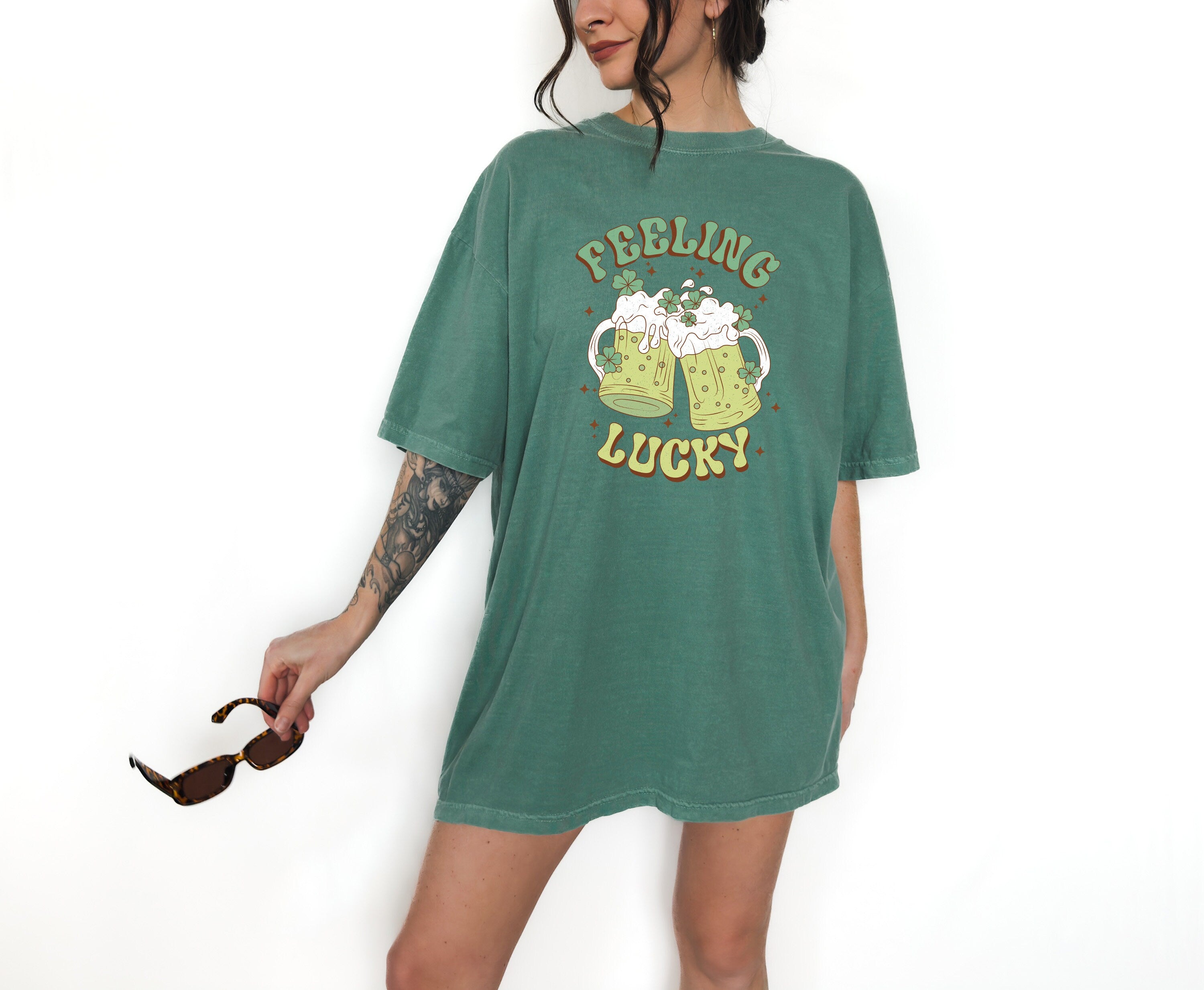 Retro St Patty's Day Comfort Colors Shirt, Vintage St Patricks Day Shirt, Feeling Lucky Day Drinking Shirt, Retro Lucky Shirt, Shamrock tee