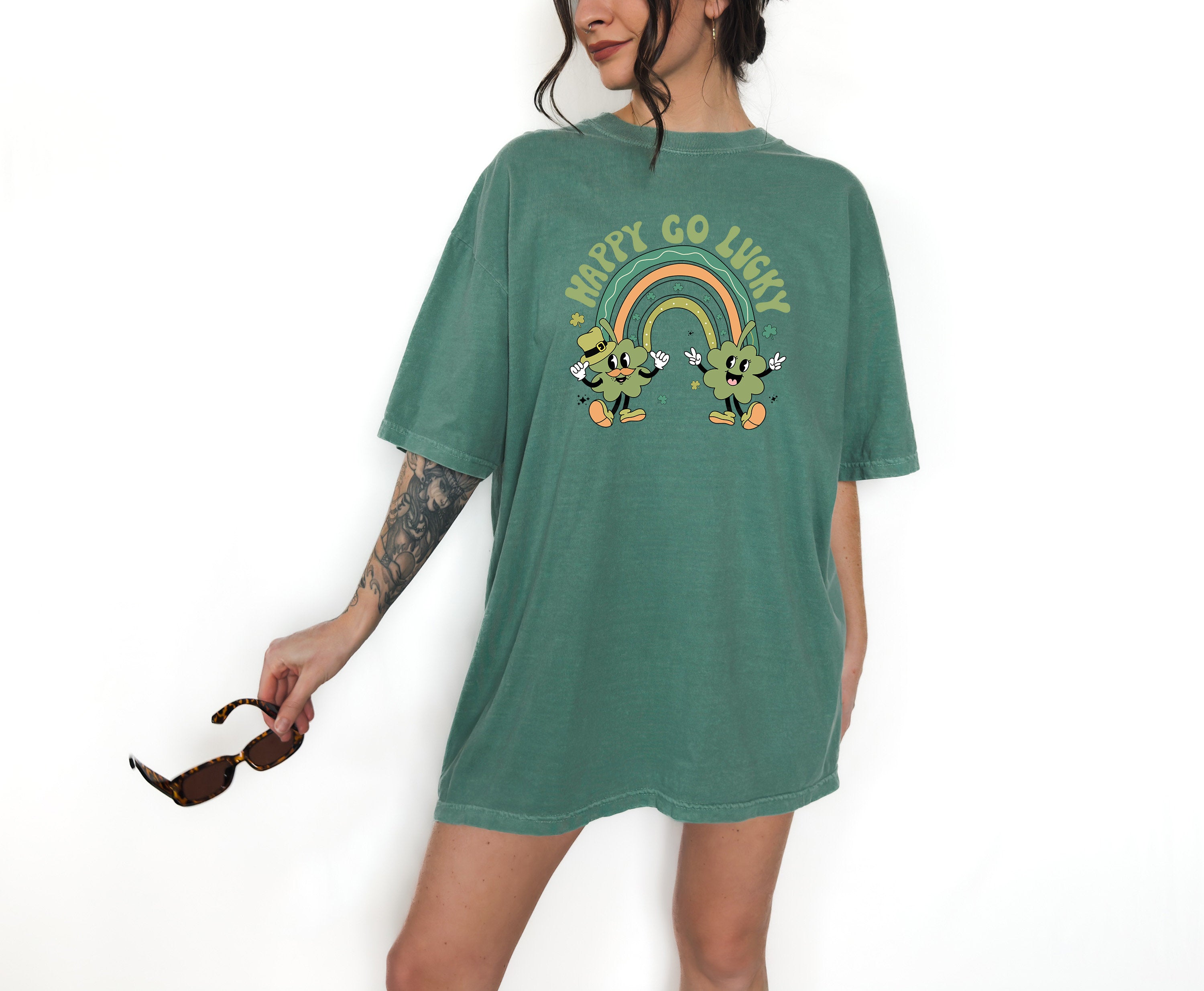 Retro St Patty's Day Comfort Colors Shirt, Happy Go Lucky, Vintage St Patricks Day Shirt, Cute Shamrock Shirt, Retro Vibe Shirt, Lucky Shirt