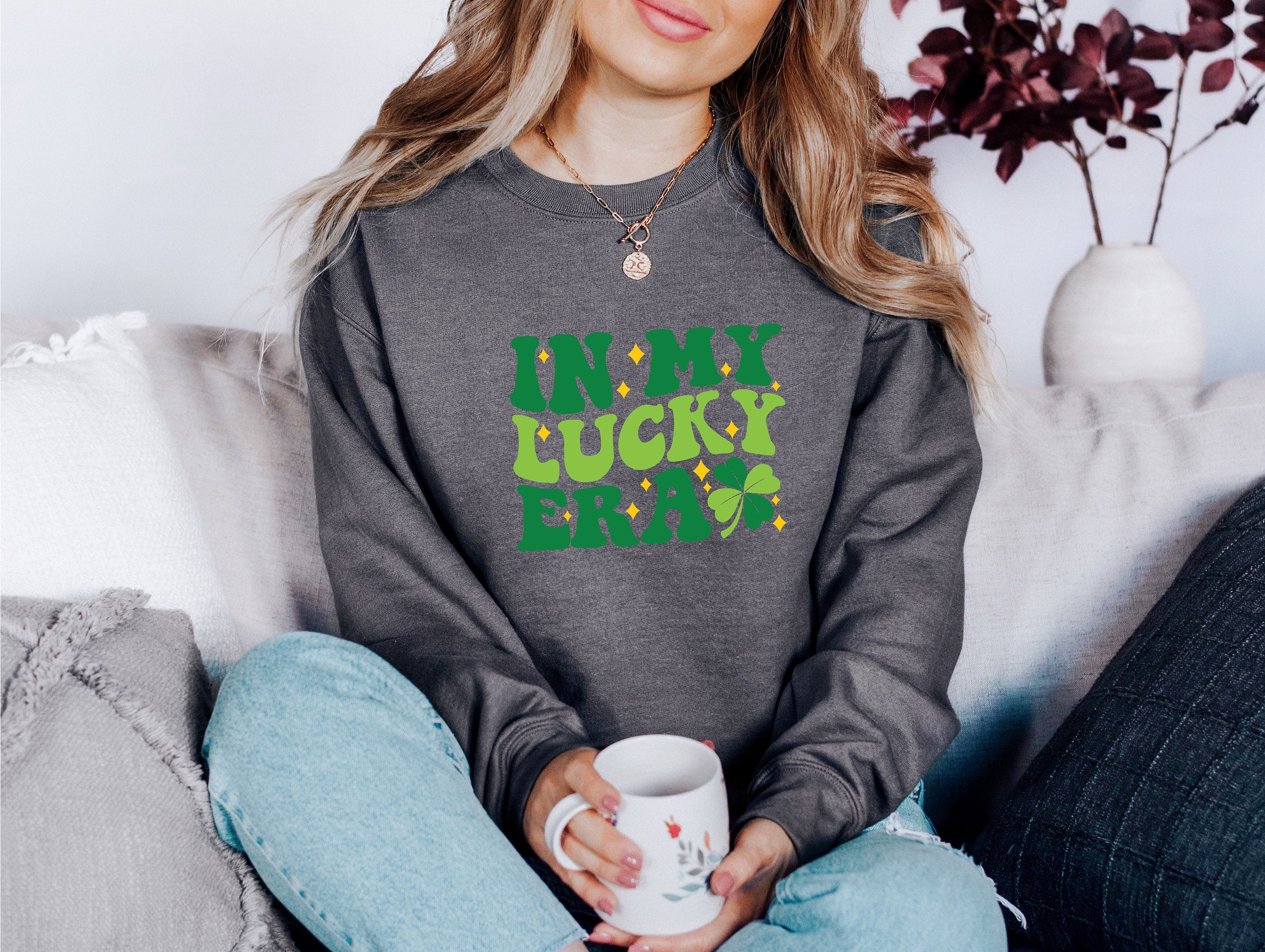 In My Lucky Era Sweatshirt, Retro Clover Sweater, St Patricks Day Sweatshirt, Lucky Pullover, St Pattys Day Sweatshirt, St. Paddy's Crewneck