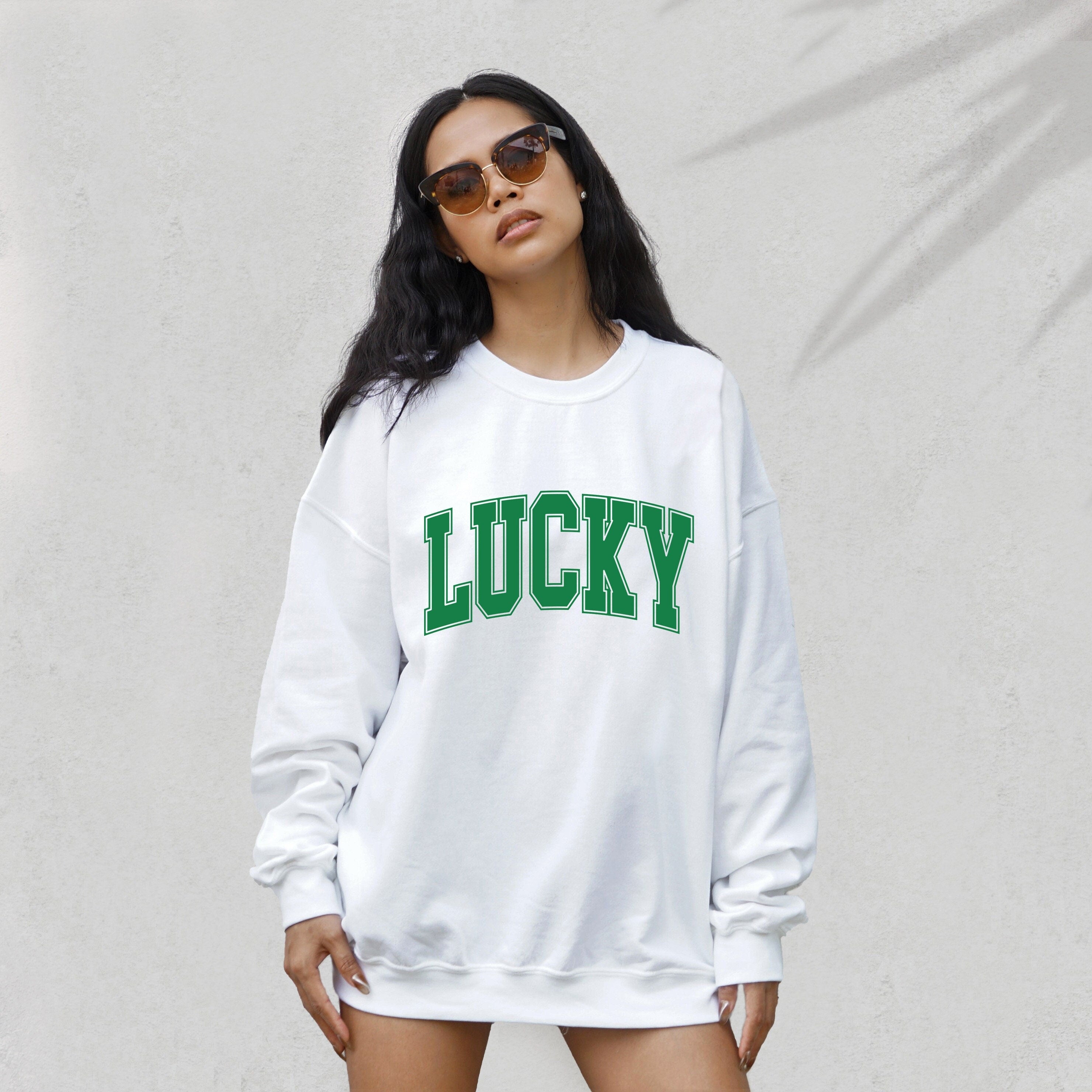 Lucky Varsity Sweatshirt, Vintage Sweater, St Patricks Day Sweatshirt, Retro Lucky Pullover, St. Pattys Sweatshirt, St. Paddy's Crewneck