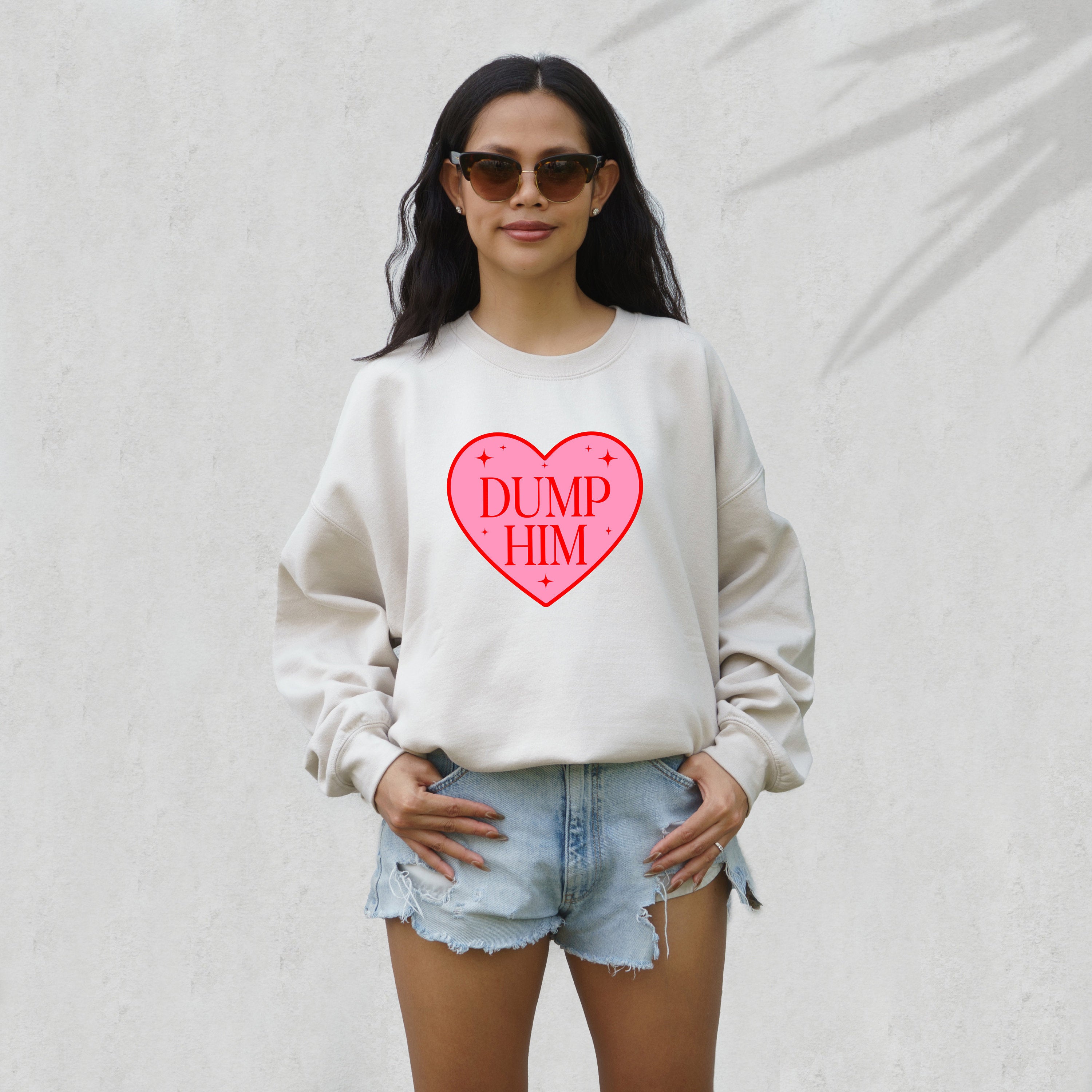 Retro Valentines Sweatshirt, Dump Him, Galentines Day, Anti Love Pullover, Womens Valentines Day Crew, Red Crewneck, Varsity Crewneck