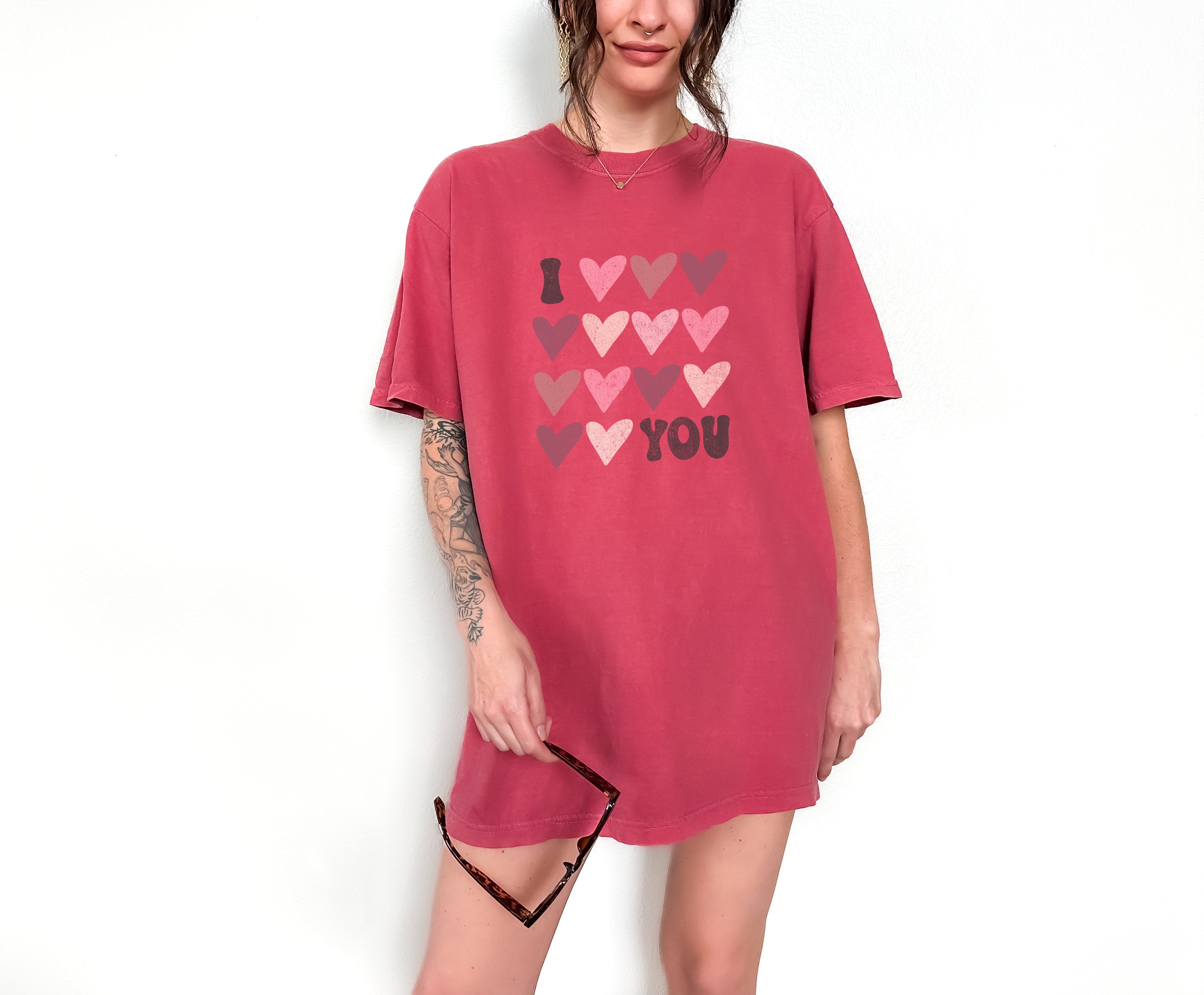 Retro Valentines Day Comfort Colors Shirt, I Heart You, Vintage Galentines Day T Shirt, Love Shirt, Heart Shirt, Holiday Graphic T