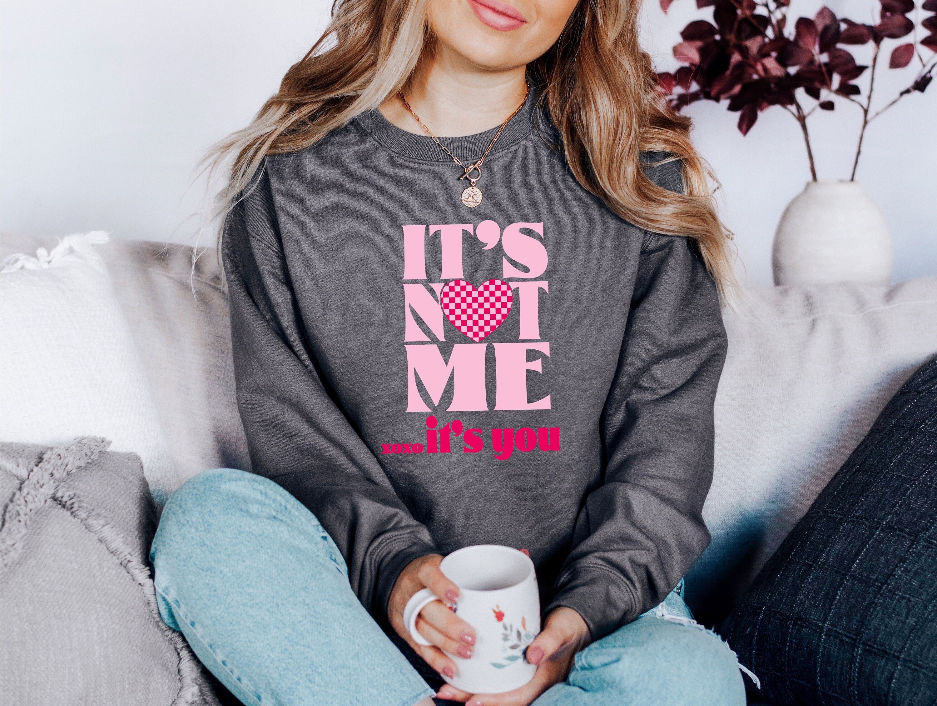 Retro Valentines Sweatshirt, It's Not Me It's You, Valentines Day, Love Pullover, Womens Love Sweatshirt, Red Crewneck, Varsity Crewneck