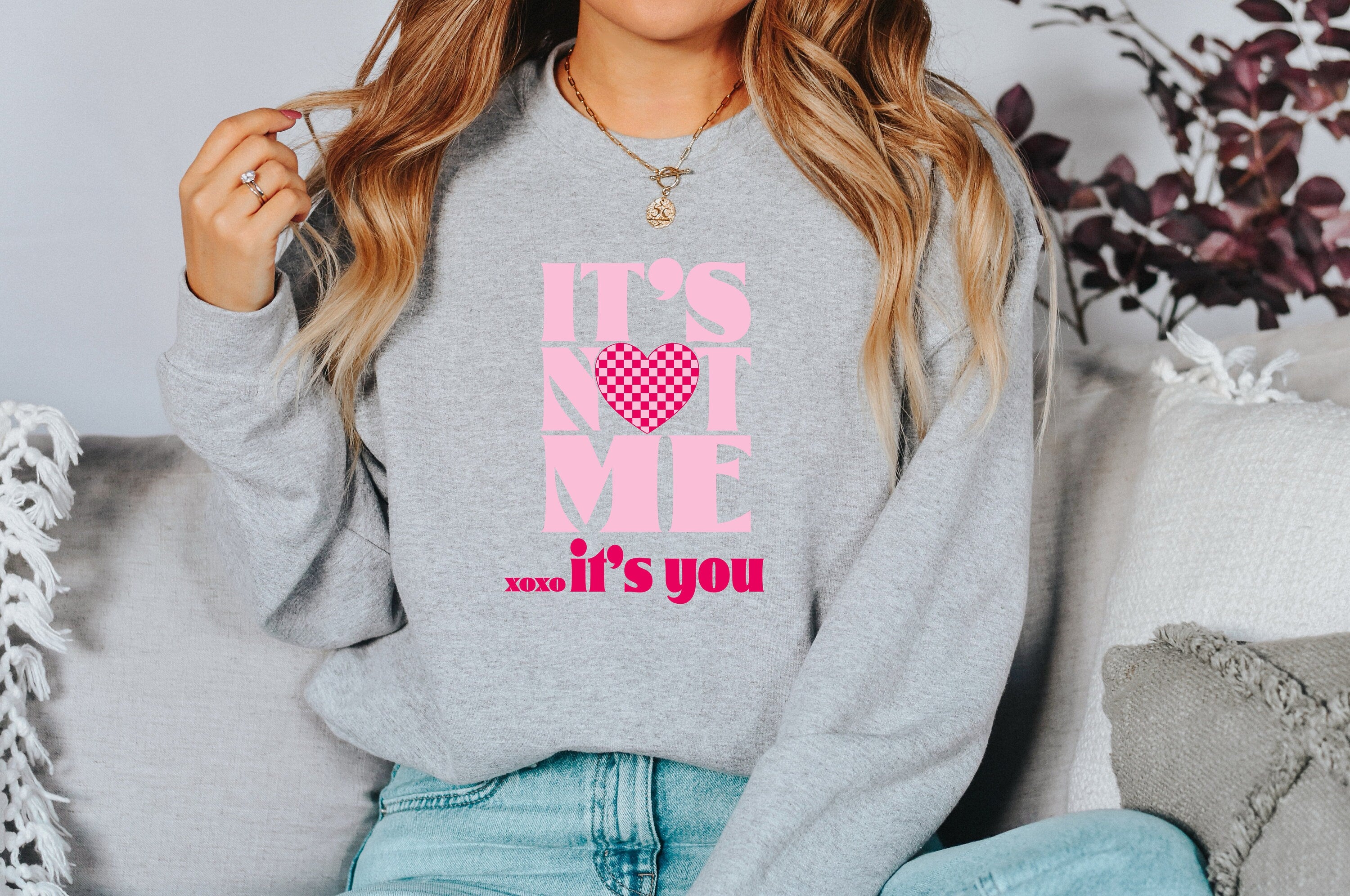 Retro Valentines Sweatshirt, It's Not Me It's You, Valentines Day, Love Pullover, Womens Love Sweatshirt, Red Crewneck, Varsity Crewneck