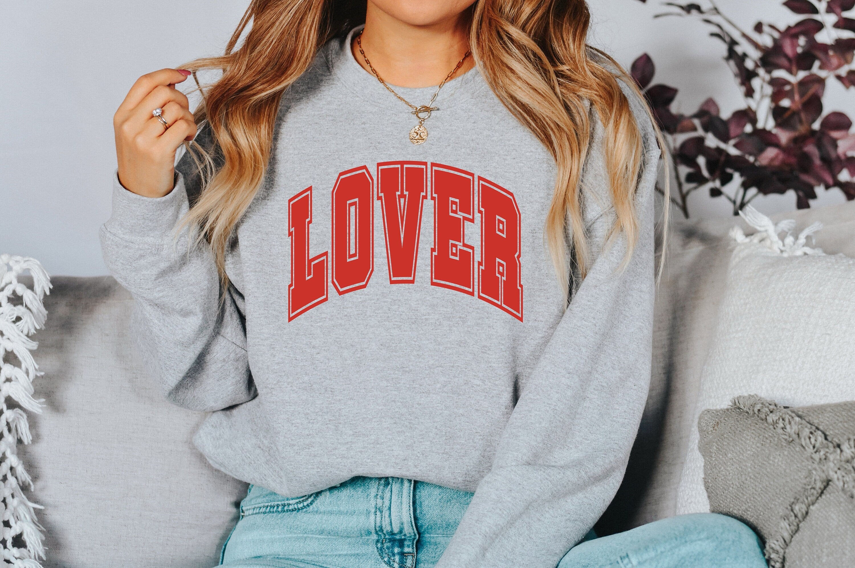 Retro Valentines Sweatshirt, Lover Varsity Pullover, Retro Valentines Day Crewneck, Womens Love Sweatshirt, Red Crewneck, Varsity Crewneck