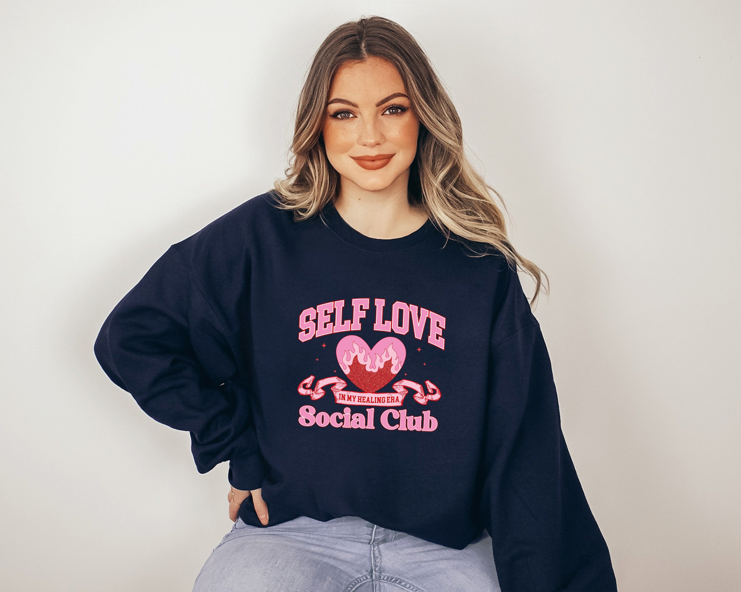 Retro Valentines Sweatshirt, Self Love Club Sweater, Valentines Day Pullover, Womens Valentines Crewneck,Galentines Day T, In My Healing Era