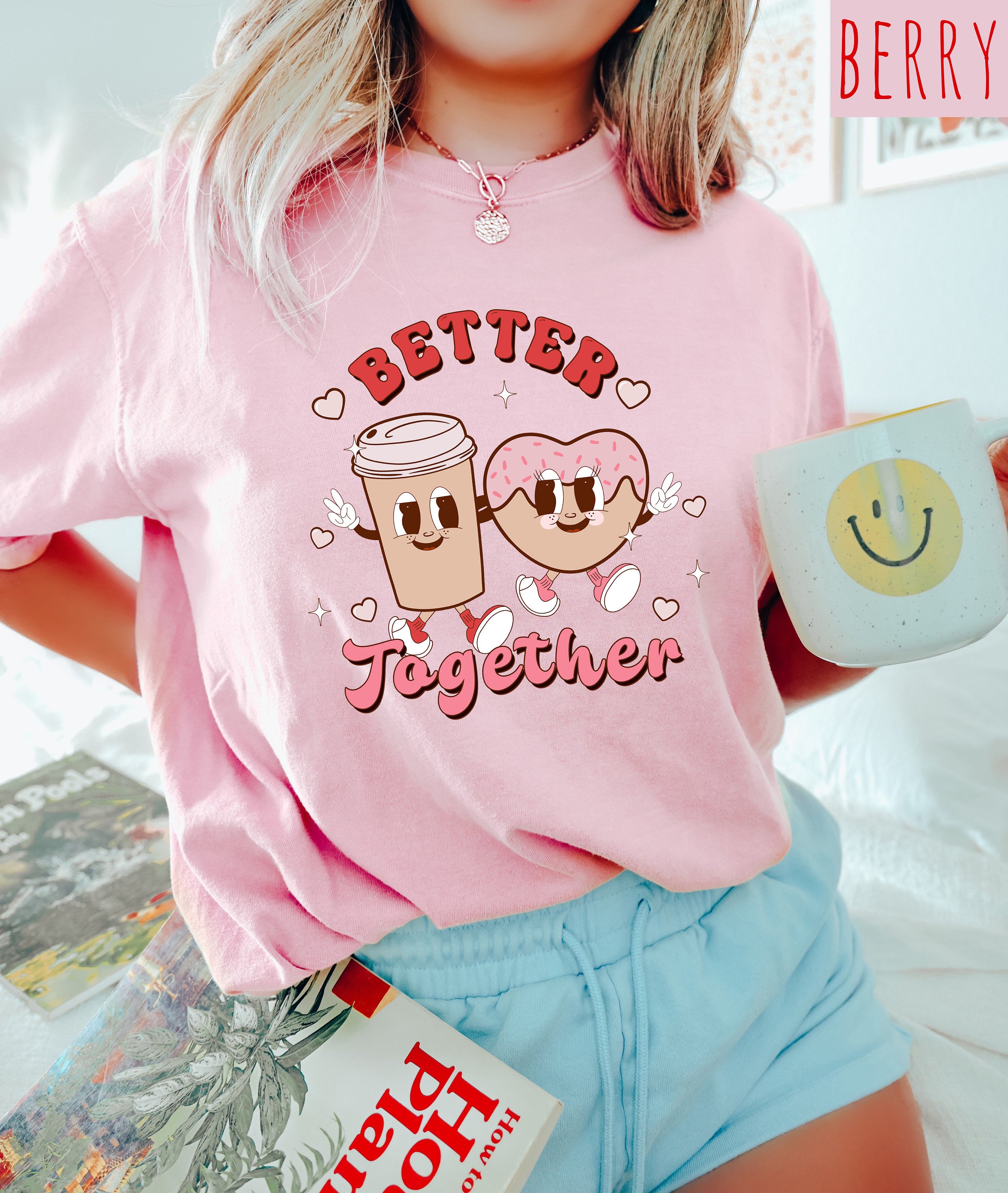 Retro Valentines Day Comfort Colors Shirt, Better Together Crew, Vintage Galentines Day T Shirt, Coffee Tee Shirt, Retro Grunge Graphic T,