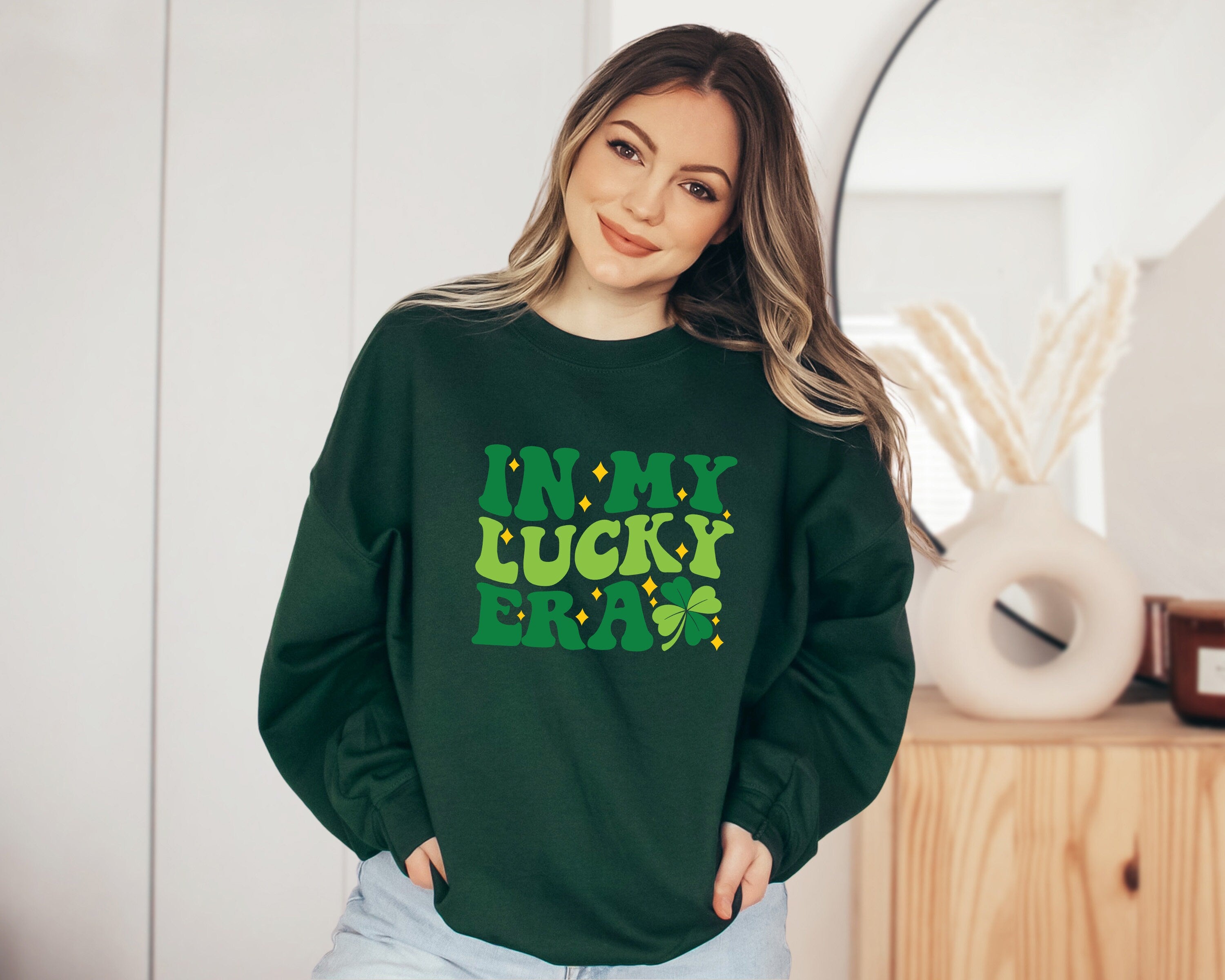 In My Lucky Era Sweatshirt, Retro Clover Sweater, St Patricks Day Sweatshirt, Lucky Pullover, St Pattys Day Sweatshirt, St. Paddy's Crewneck