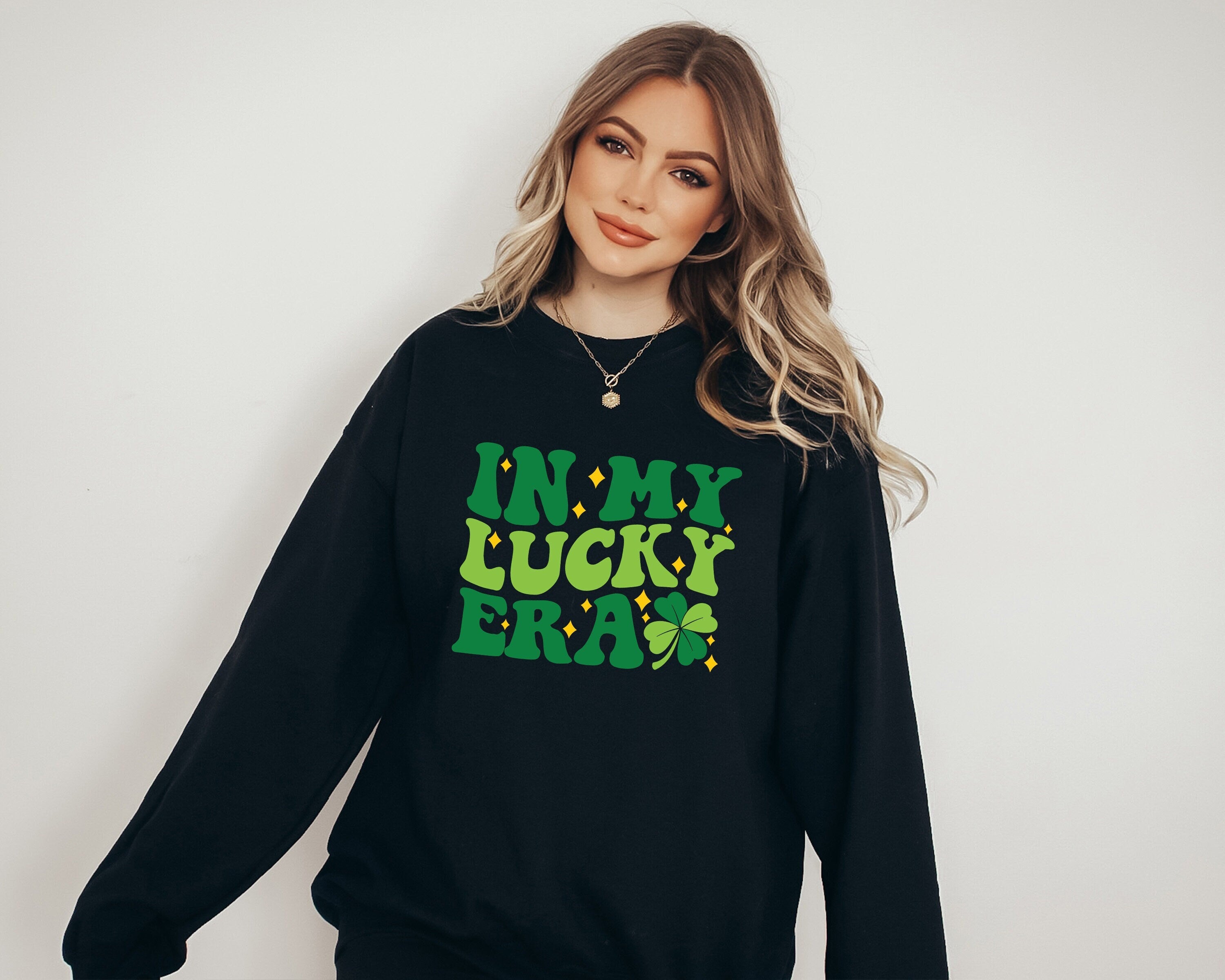 In My Lucky Era Sweatshirt, Retro Clover Sweater, St Patricks Day Sweatshirt, Lucky Pullover, St Pattys Day Sweatshirt, St. Paddy's Crewneck