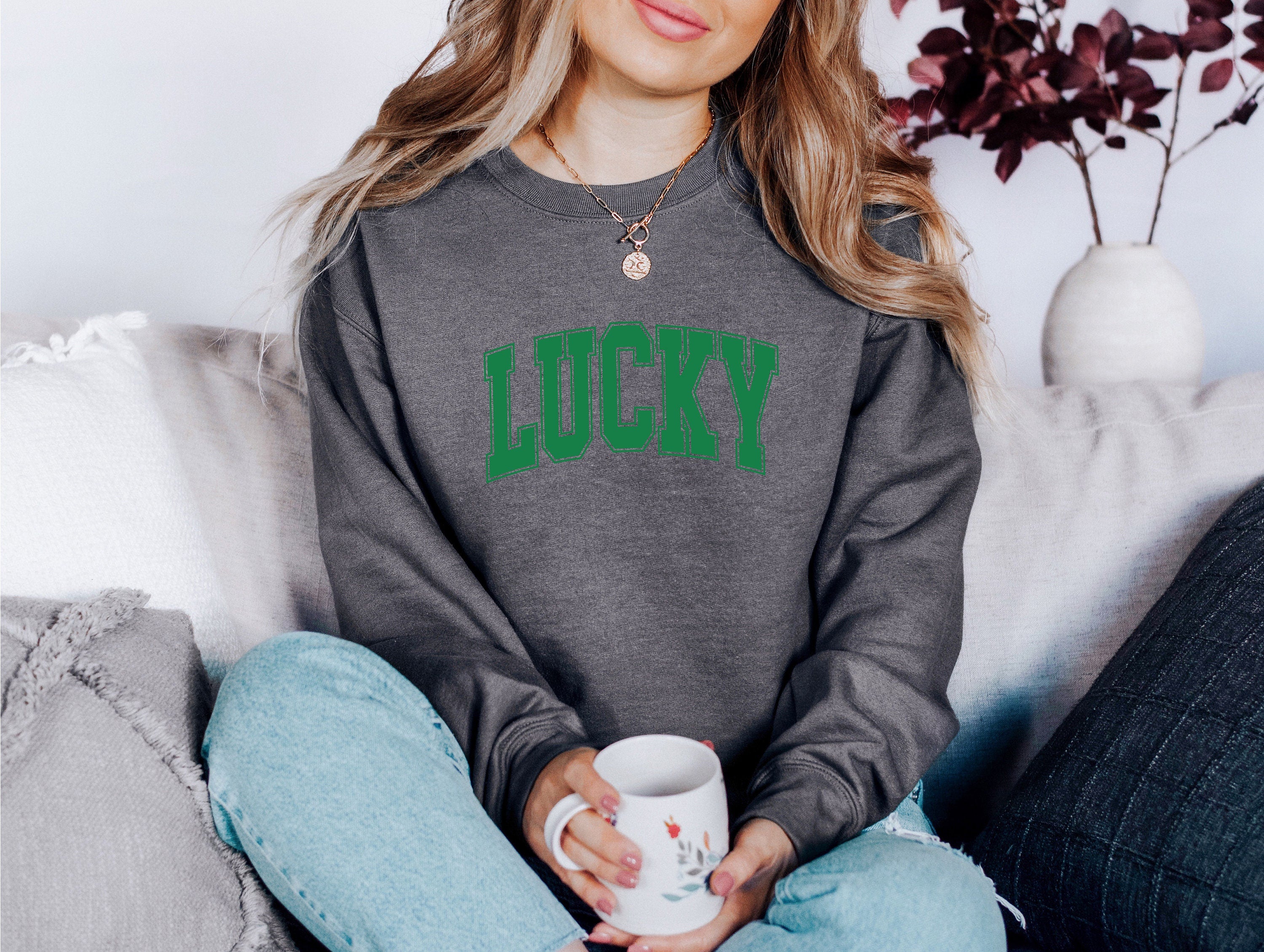 Lucky Varsity Sweatshirt, Vintage Sweater, St Patricks Day Sweatshirt, Retro Lucky Pullover, St. Pattys Sweatshirt, St. Paddy's Crewneck