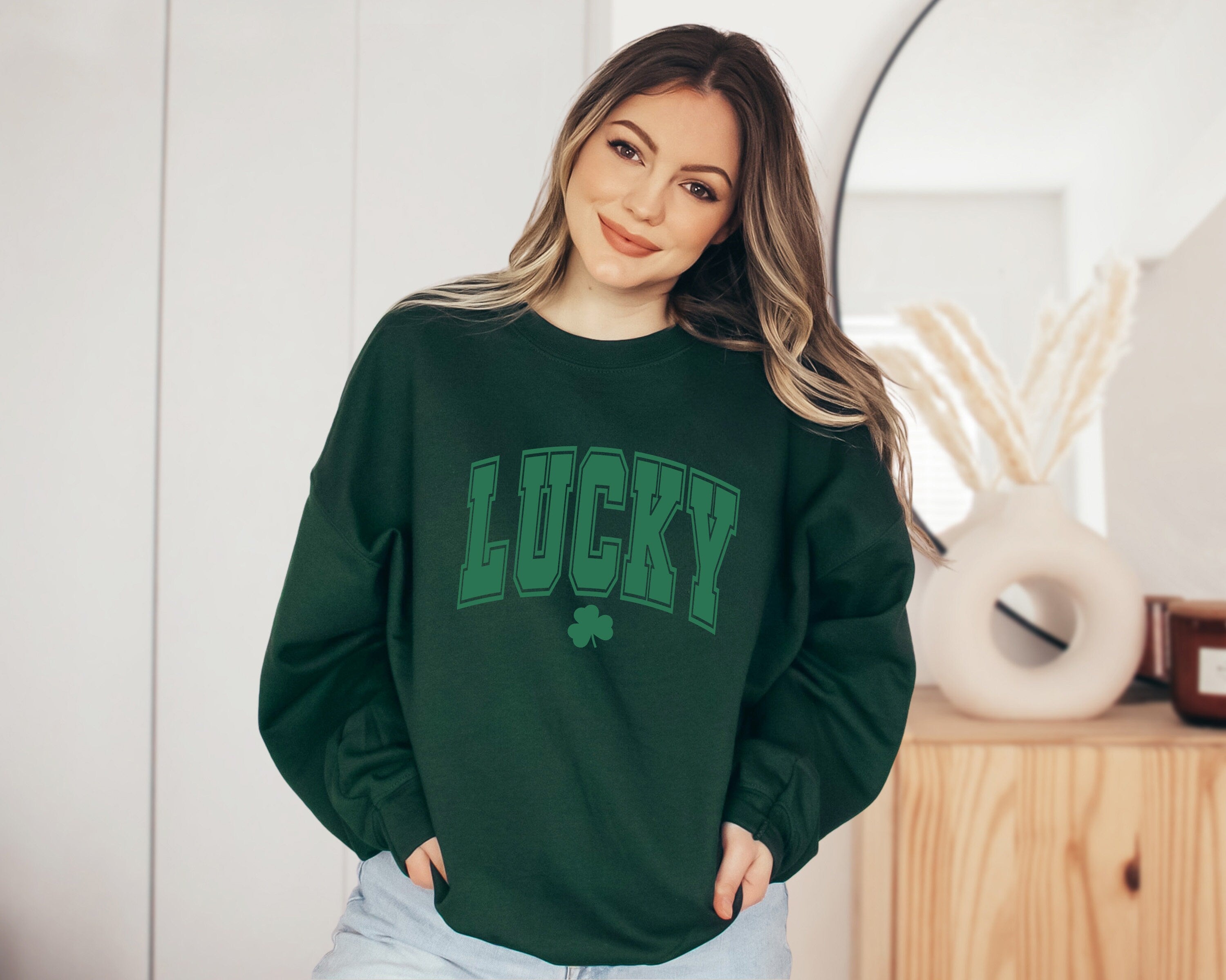 Retro Lucky Sweatshirt, Vintage Lucky Clover Crew Neck, St Patricks Day Sweatshirt, St. Pattys Day Sweatshirt, St. Paddy's Varsity Sweater